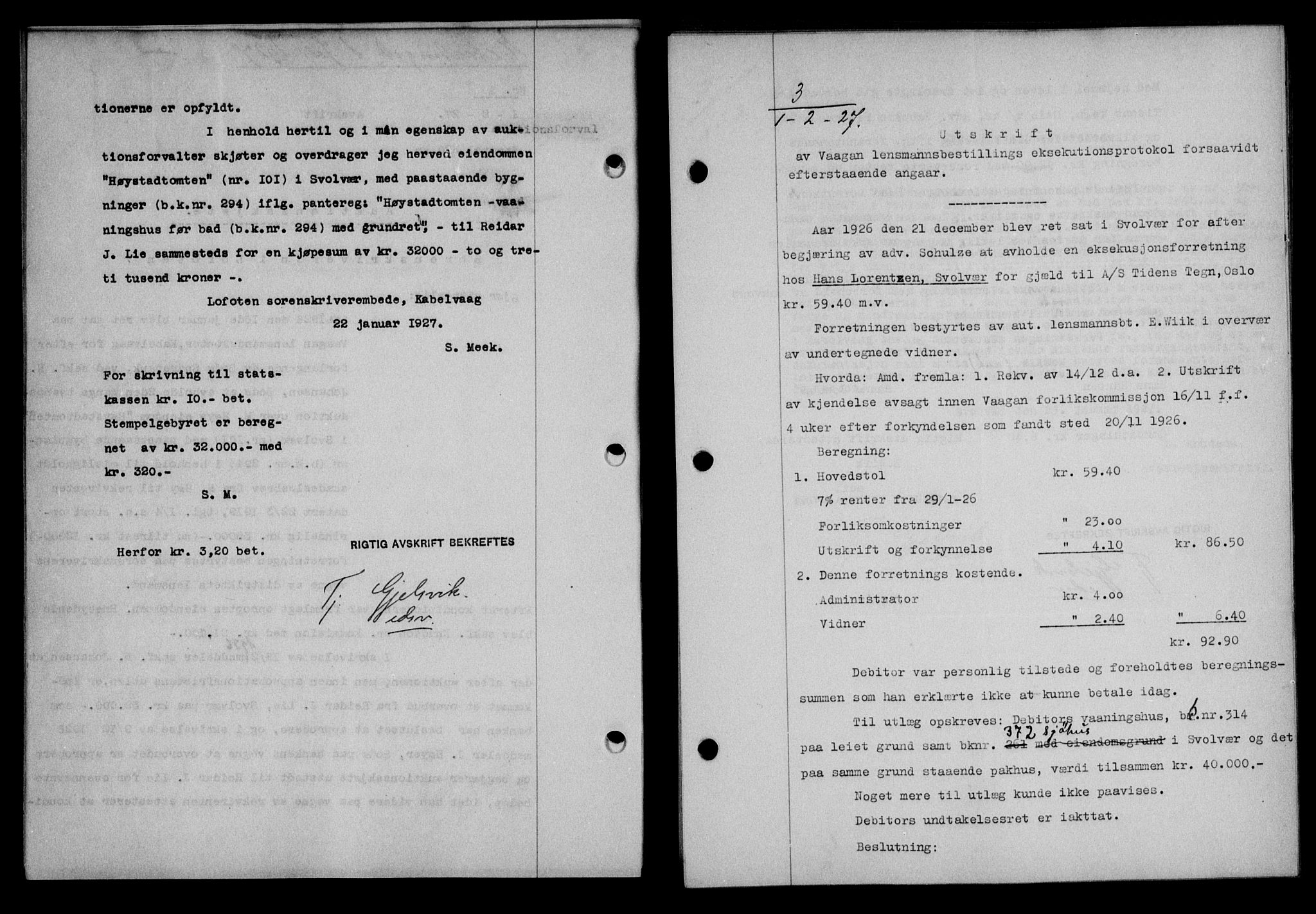 Lofoten sorenskriveri, SAT/A-0017/1/2/2C/L0015b: Pantebok nr. 15b, 1927-1927, Tingl.dato: 01.02.1927