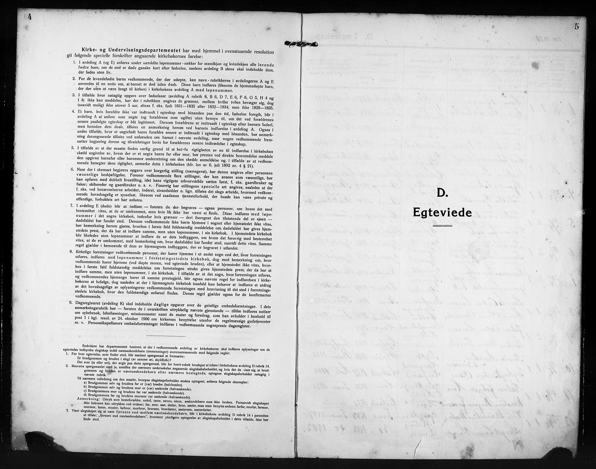 Hetland sokneprestkontor, AV/SAST-A-101826/30/30BB/L0009: Klokkerbok nr. B 9, 1910-1931, s. 4-5