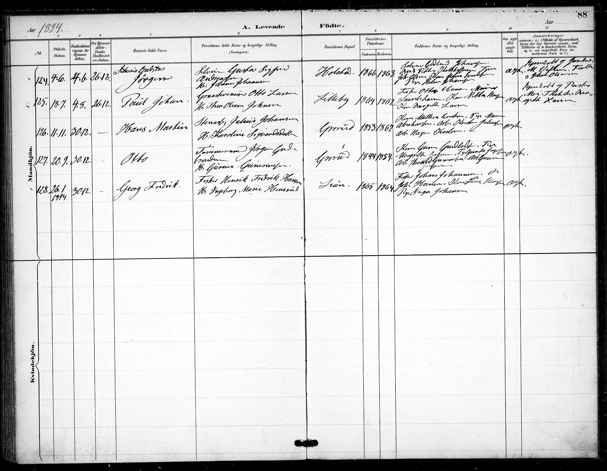 Østre Aker prestekontor Kirkebøker, AV/SAO-A-10840/F/Fa/L0009: Ministerialbok nr. I 9, 1890-1894, s. 88