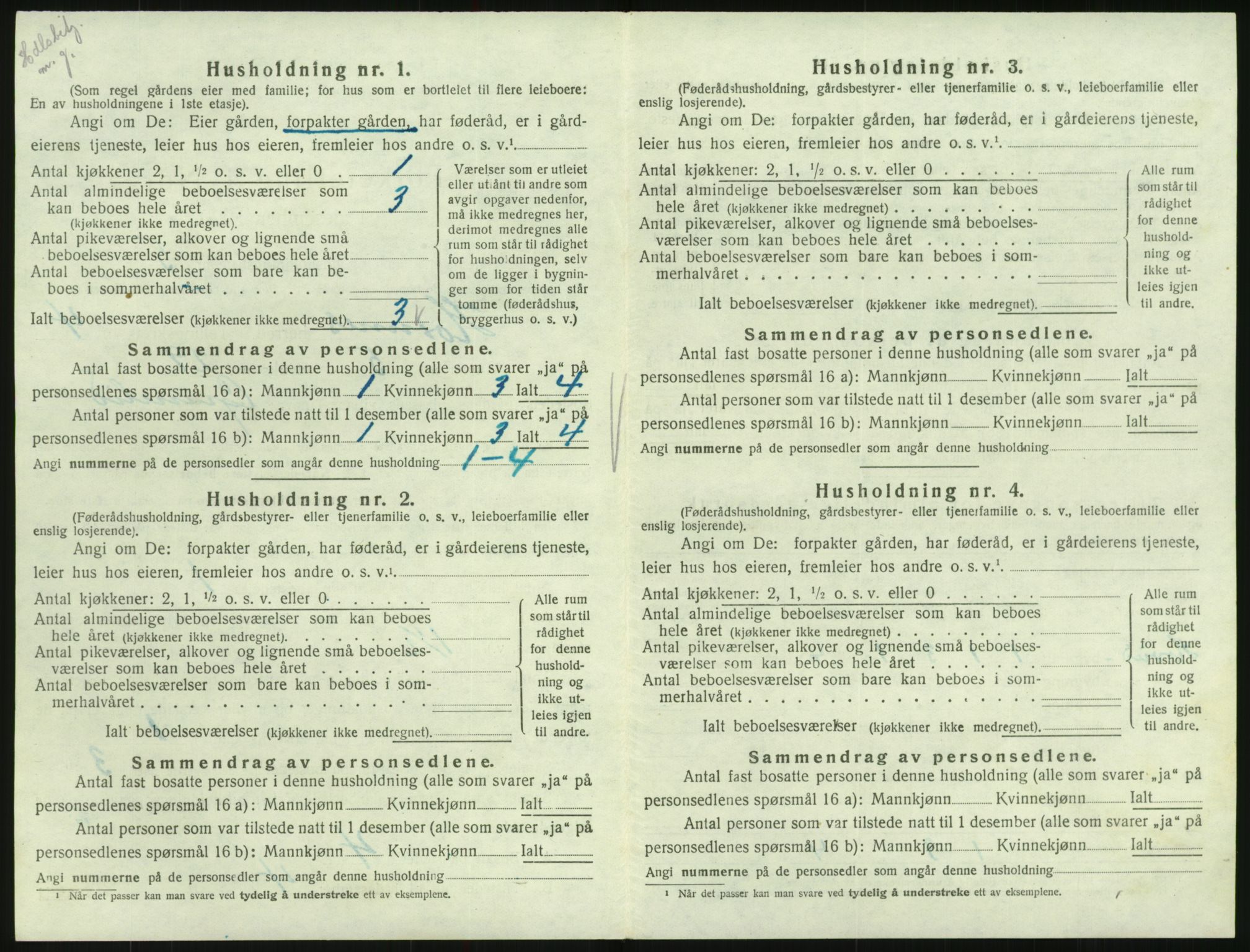 SAK, Folketelling 1920 for 0936 Hornnes herred, 1920, s. 182