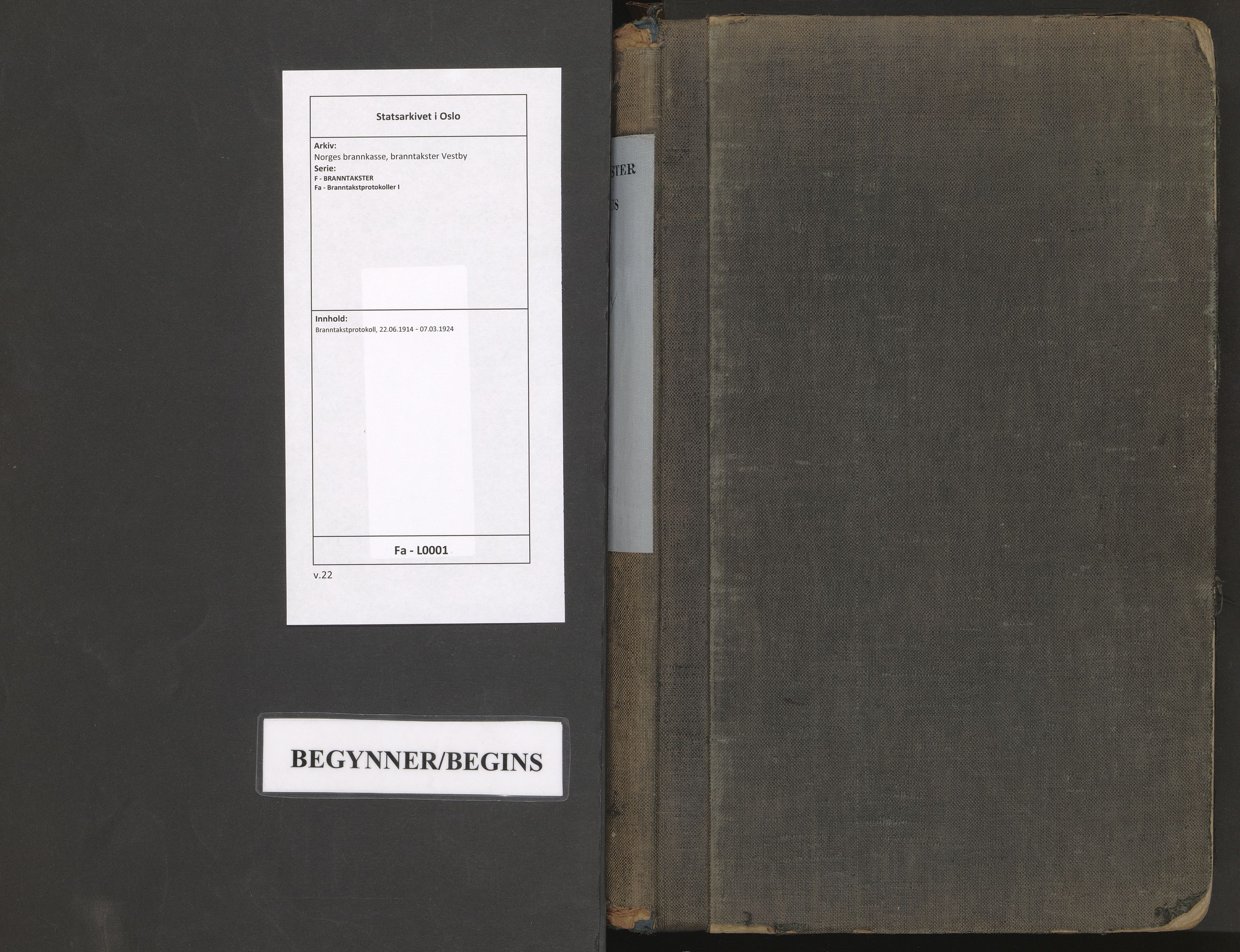 Norges brannkasse, branntakster Vestby, AV/SAO-A-11398/F/Fa/L0001: Branntakstprotokoll, 1914-1924