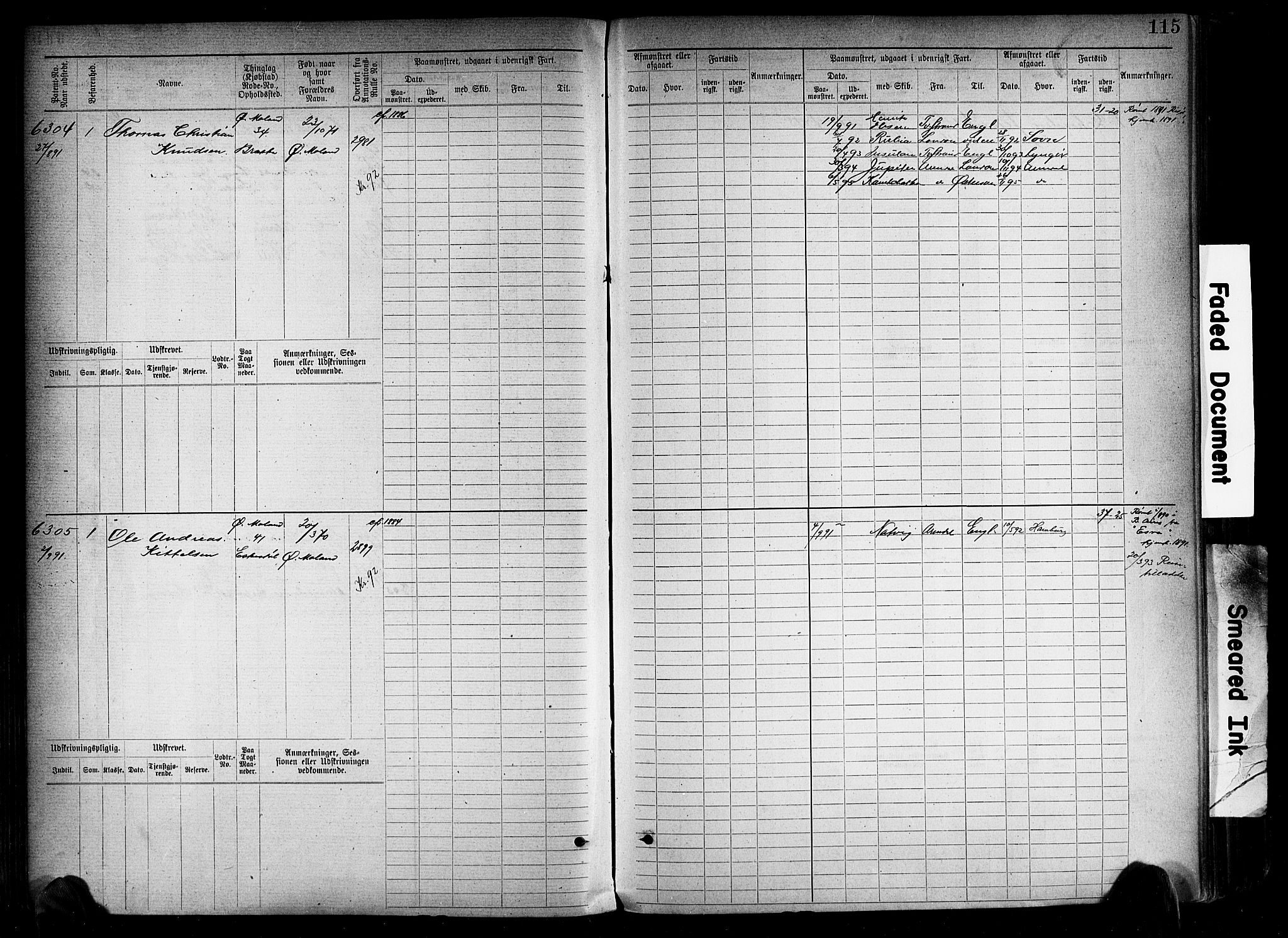 Arendal mønstringskrets, SAK/2031-0012/F/Fb/L0018: Hovedrulle A nr 6077-6849, S-16, 1892-1894, s. 115