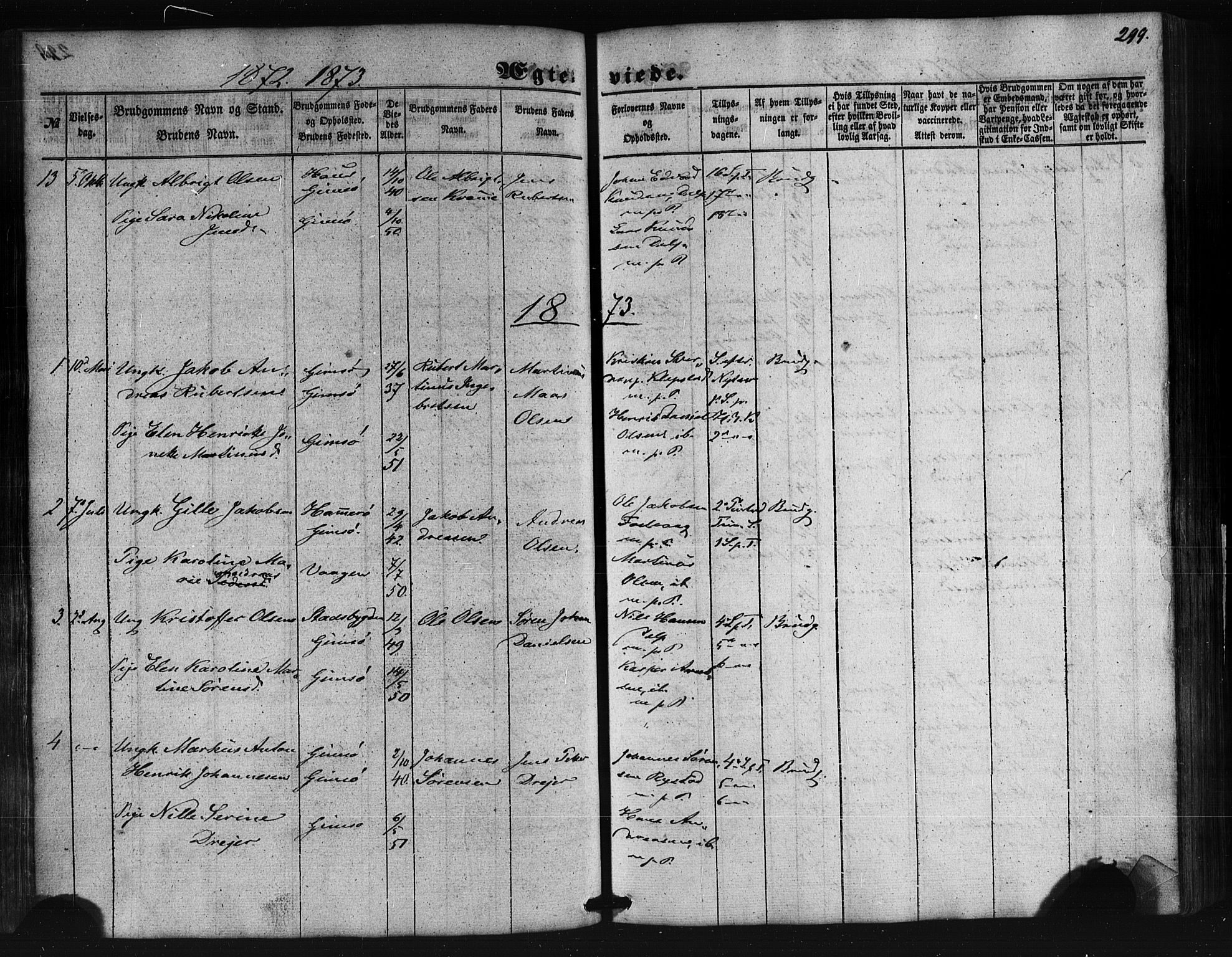 Ministerialprotokoller, klokkerbøker og fødselsregistre - Nordland, AV/SAT-A-1459/876/L1095: Ministerialbok nr. 876A01, 1863-1885, s. 299
