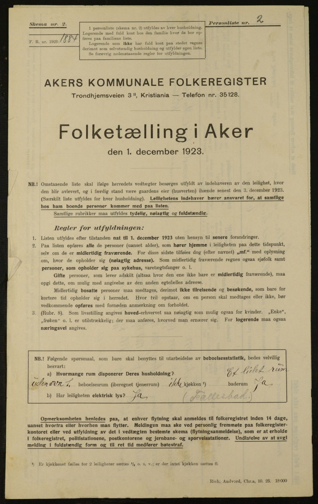 , Kommunal folketelling 1.12.1923 for Aker, 1923, s. 35181