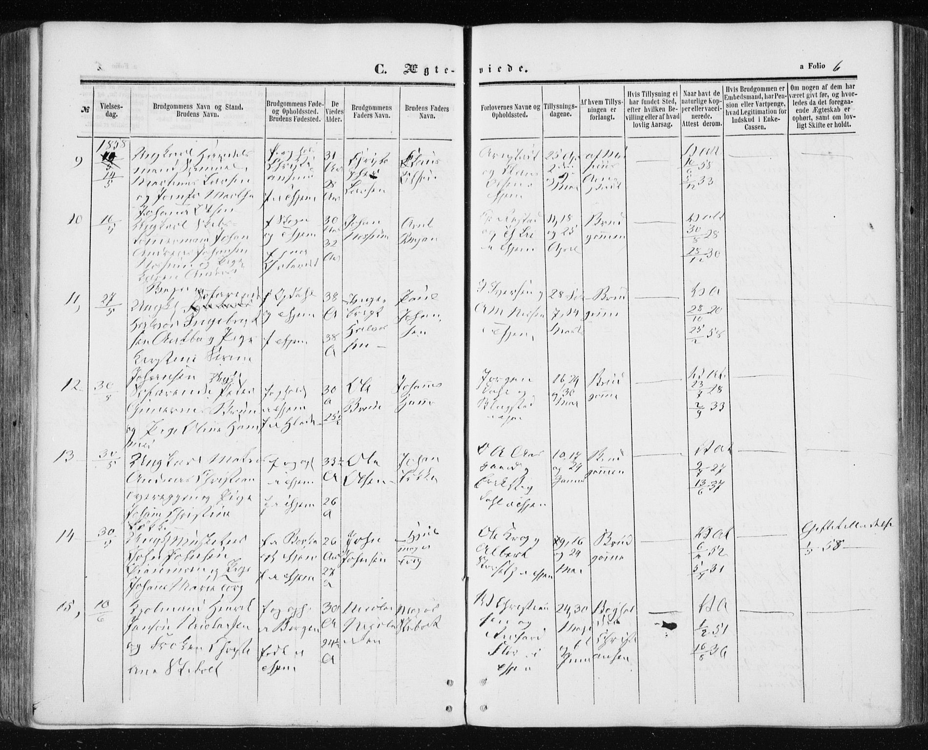 Ministerialprotokoller, klokkerbøker og fødselsregistre - Sør-Trøndelag, SAT/A-1456/601/L0053: Ministerialbok nr. 601A21, 1857-1865, s. 6