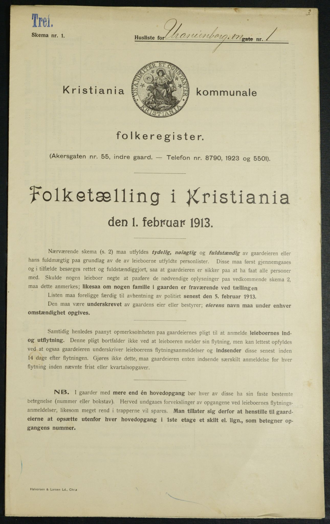 OBA, Kommunal folketelling 1.2.1913 for Kristiania, 1913, s. 120270