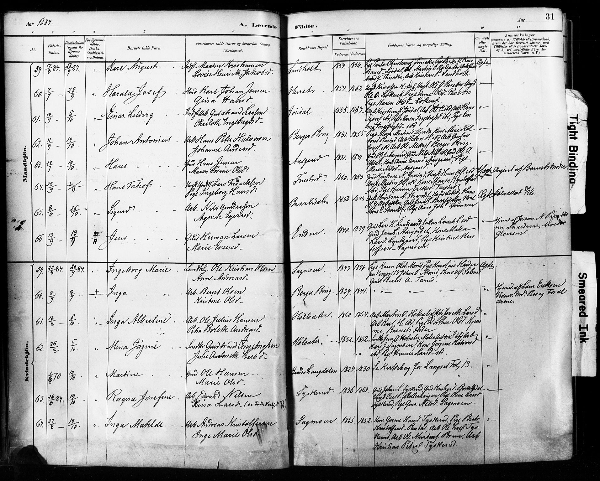 Eidsvoll prestekontor Kirkebøker, AV/SAO-A-10888/F/Fa/L0002: Ministerialbok nr. I 2, 1882-1895, s. 31