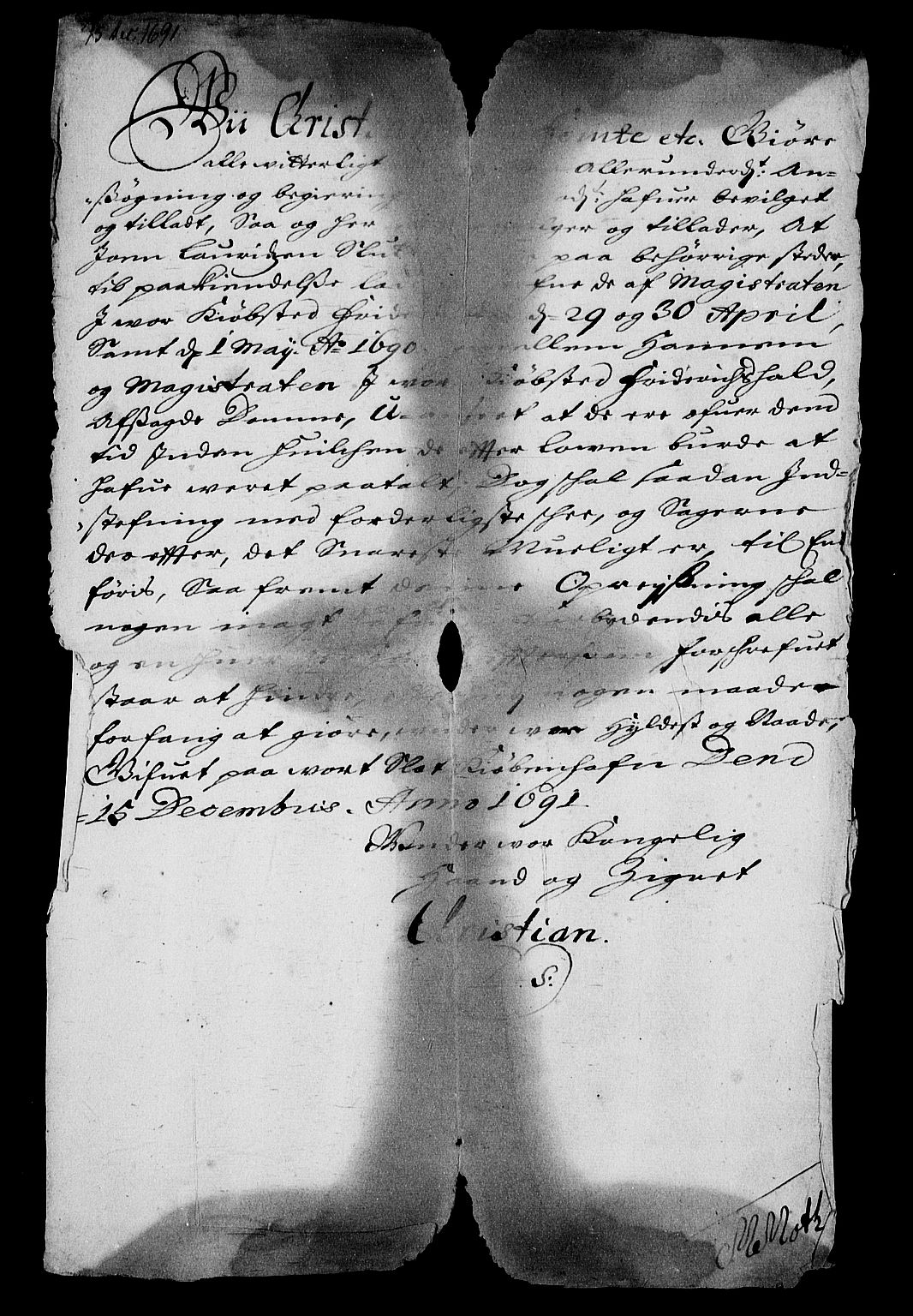 Stattholderembetet 1572-1771, RA/EA-2870/Af/L0004: Avskrifter av vedlegg til originale supplikker, nummerert i samsvar med supplikkbøkene, 1691-1694, s. 294
