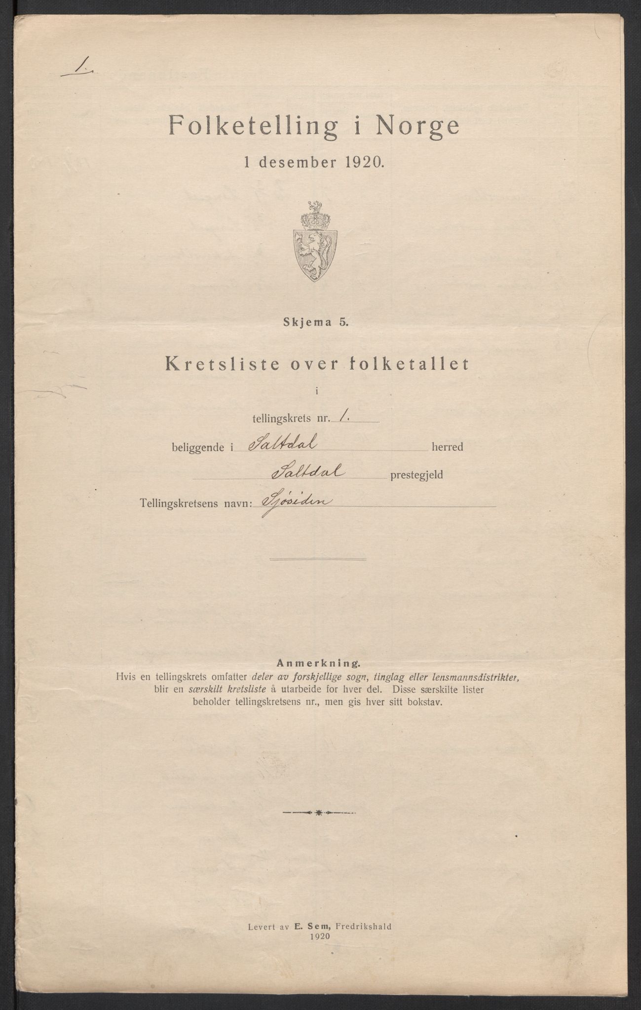 SAT, Folketelling 1920 for 1840 Saltdal herred, 1920, s. 23