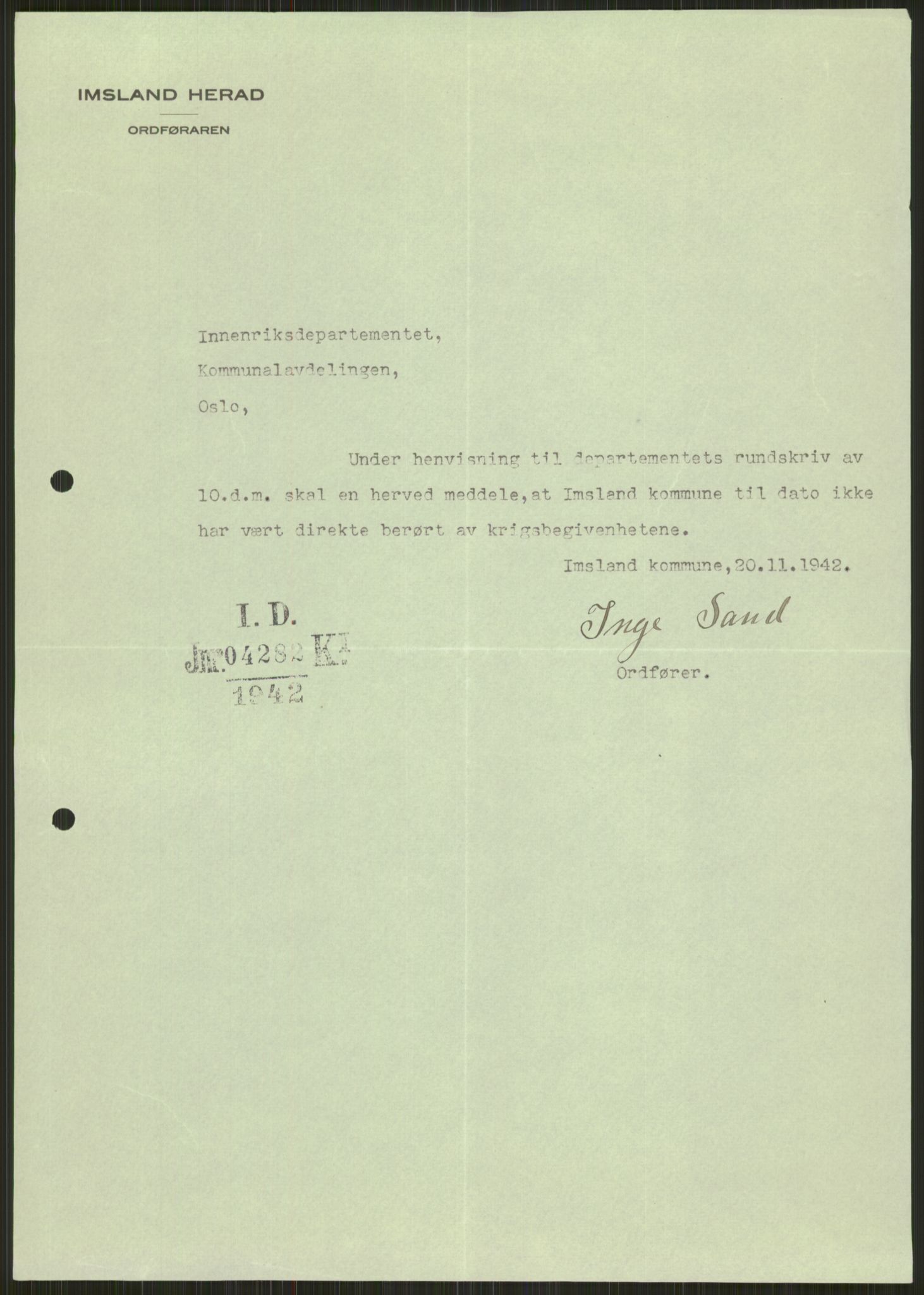 Forsvaret, Forsvarets krigshistoriske avdeling, AV/RA-RAFA-2017/Y/Ya/L0015: II-C-11-31 - Fylkesmenn.  Rapporter om krigsbegivenhetene 1940., 1940, s. 103
