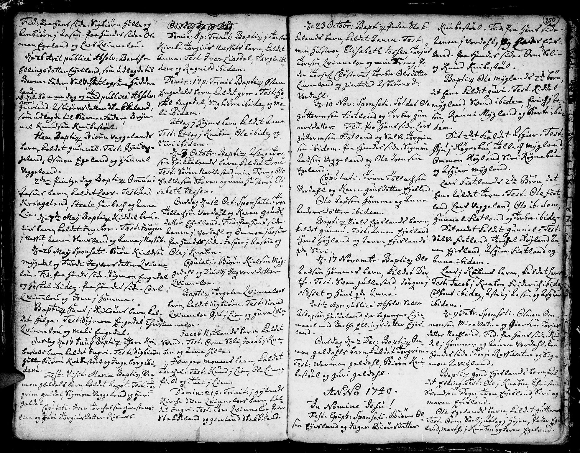 Kvinesdal sokneprestkontor, AV/SAK-1111-0026/F/Fa/Fab/L0001: Ministerialbok nr. A 1 /5, 1710-1760, s. 250