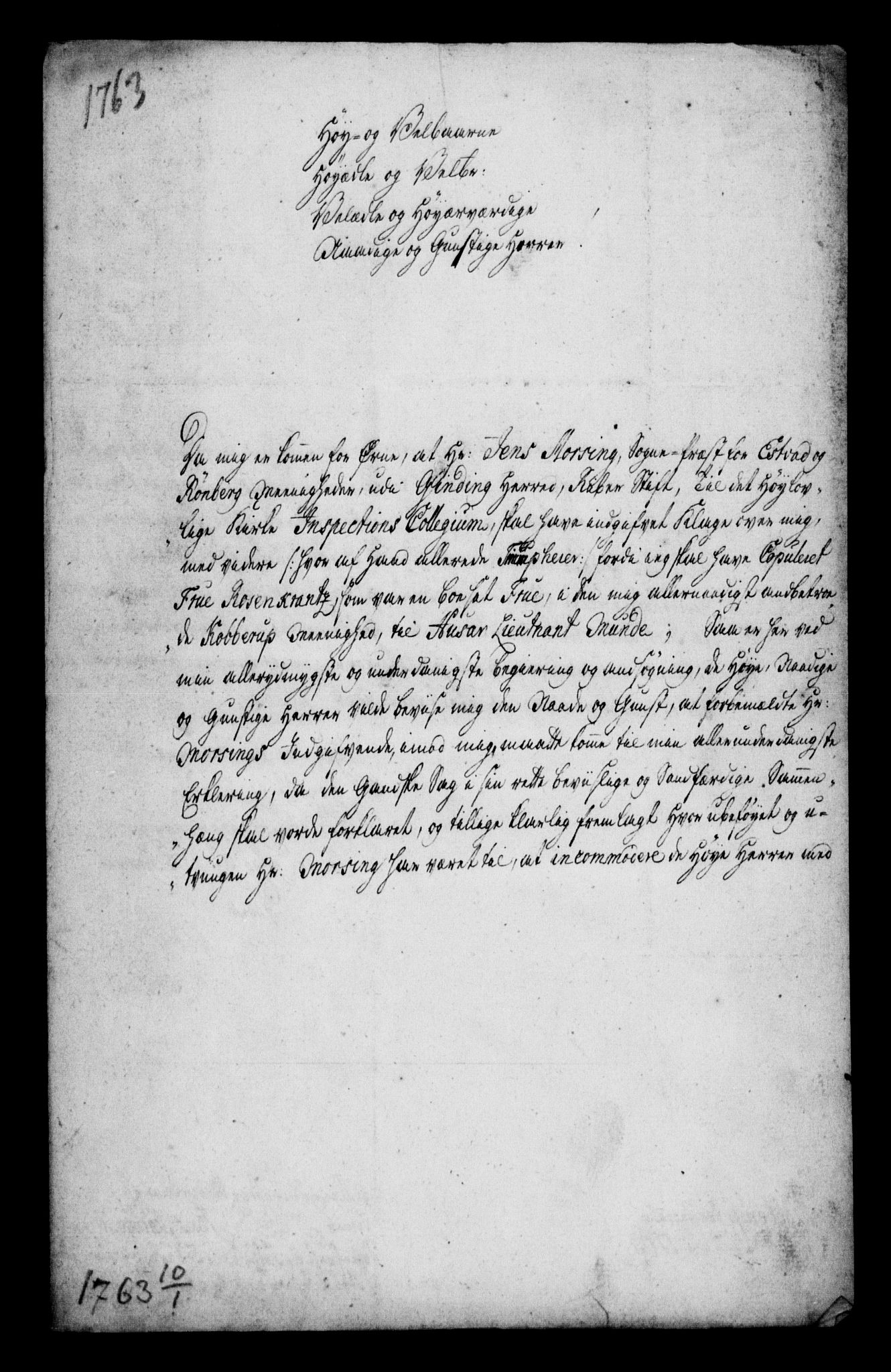 Generalkirkeinspektionskollegiet, DRA/A-0008/F4-08/F4-08-10: Indkomne sager, 1763