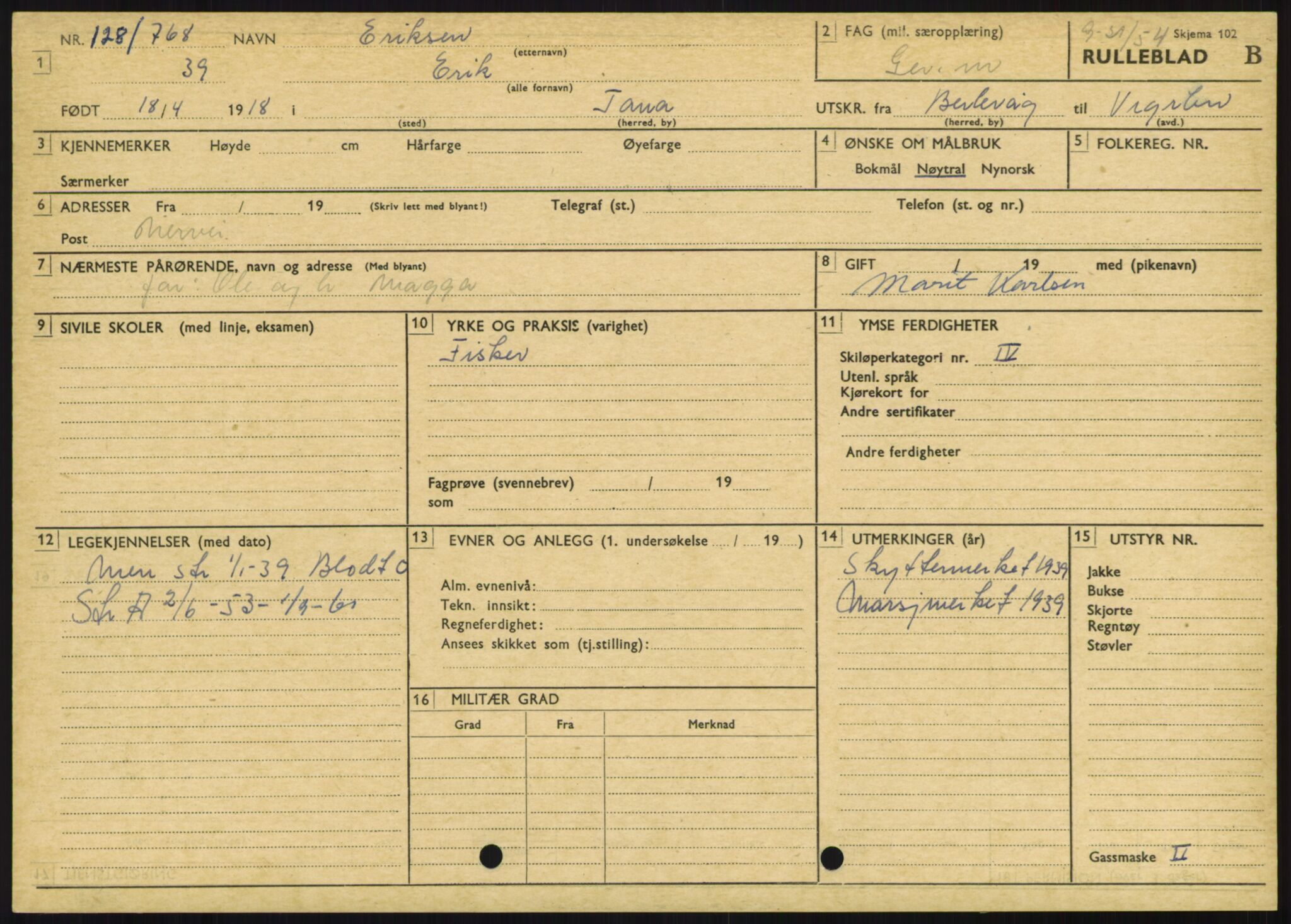 Forsvaret, Varanger bataljon, AV/RA-RAFA-2258/1/D/L0446: Rulleblad for menige født 1917-1919, 1917-1919, s. 332