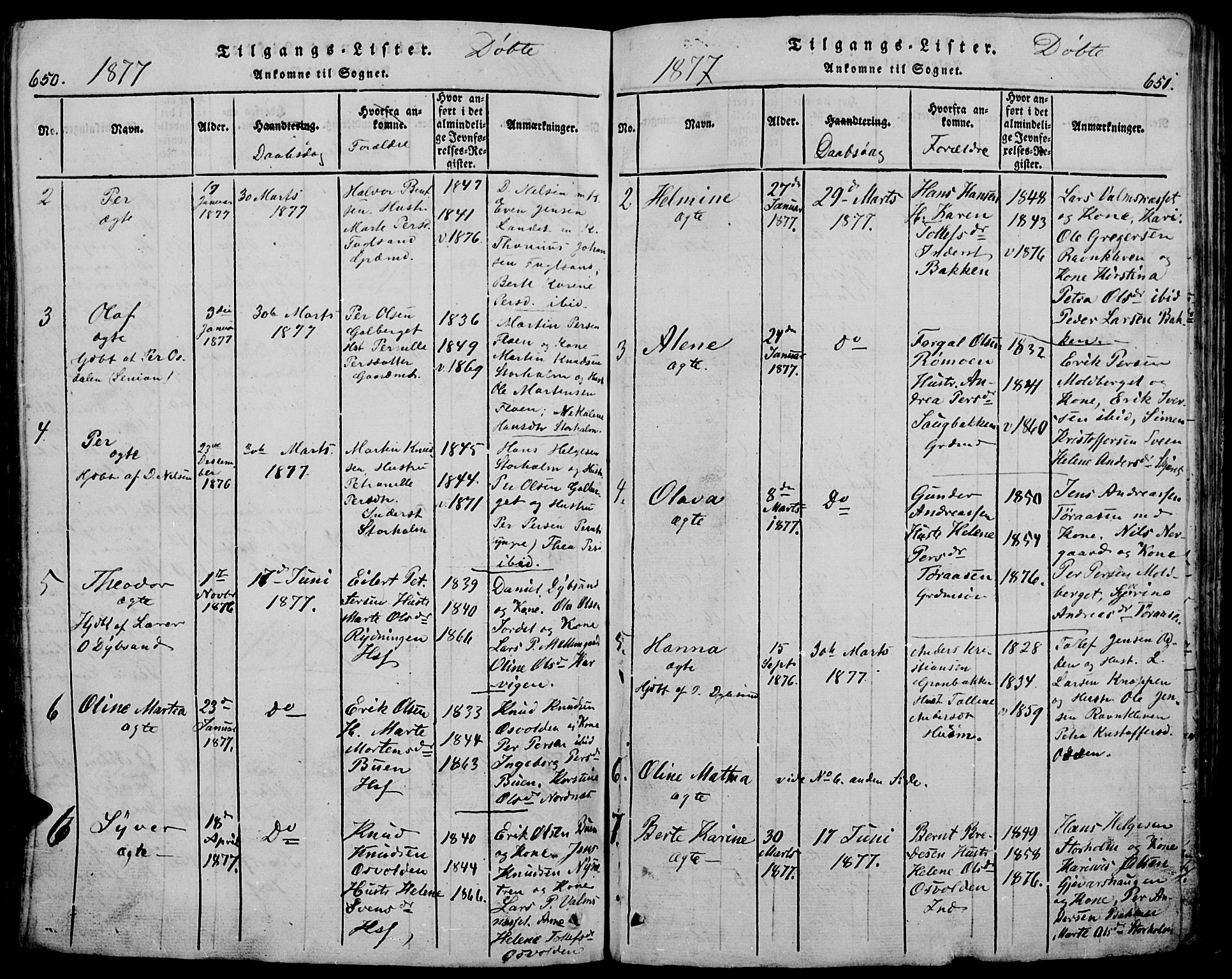 Trysil prestekontor, AV/SAH-PREST-046/H/Ha/Hab/L0005: Klokkerbok nr. 5, 1814-1877, s. 650-651