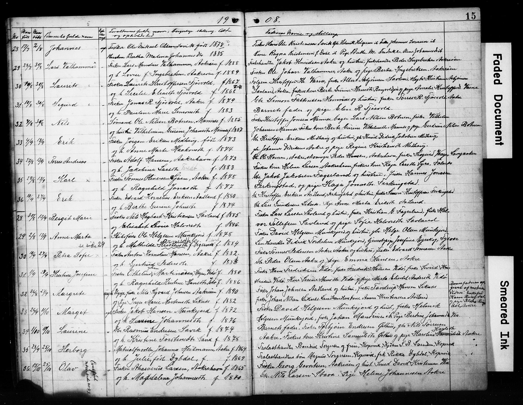 Kopervik sokneprestkontor, AV/SAST-A-101850/H/Ha/Hab/L0004: Klokkerbok nr. B 4, 1906-1921, s. 15