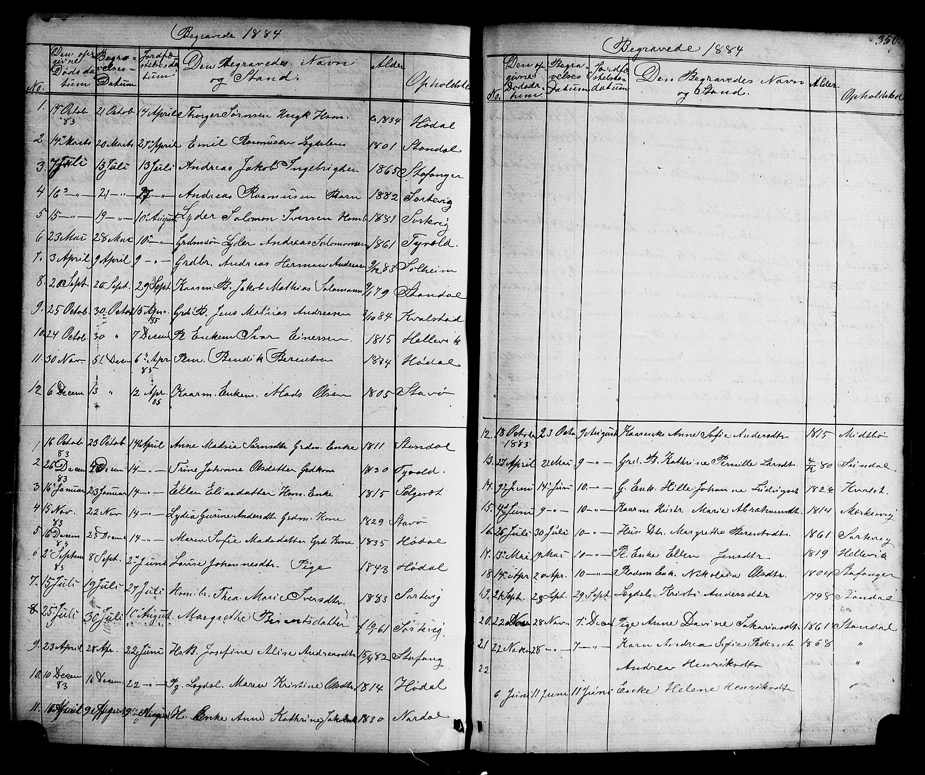Kinn sokneprestembete, AV/SAB-A-80801/H/Hab/Habc/L0002: Klokkerbok nr. C 2, 1869-1918, s. 350