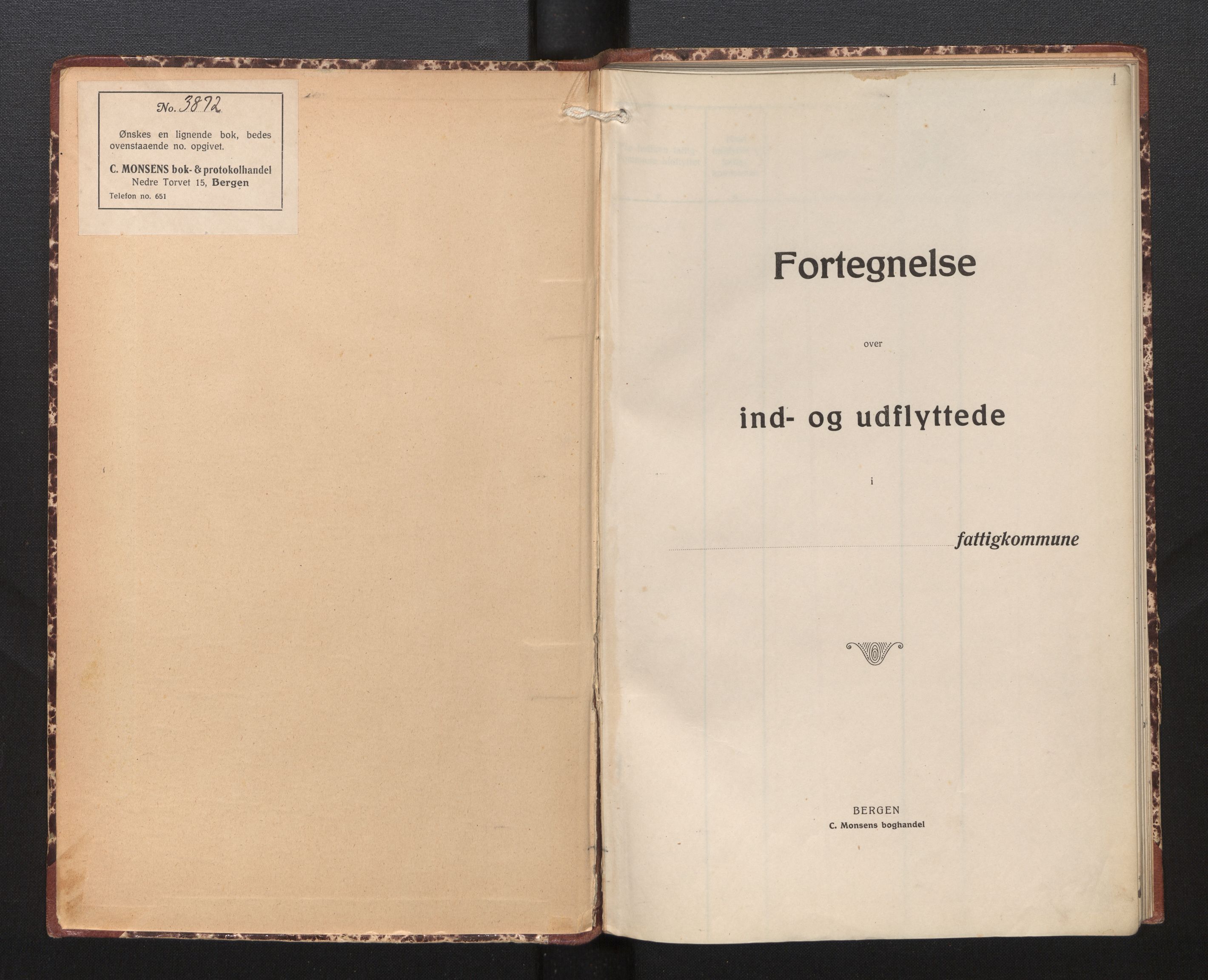 Lensmannen i Haus, AV/SAB-A-32701/0020/L0005: Protokoll over inn- og utflytte, 1923-1929, s. 1