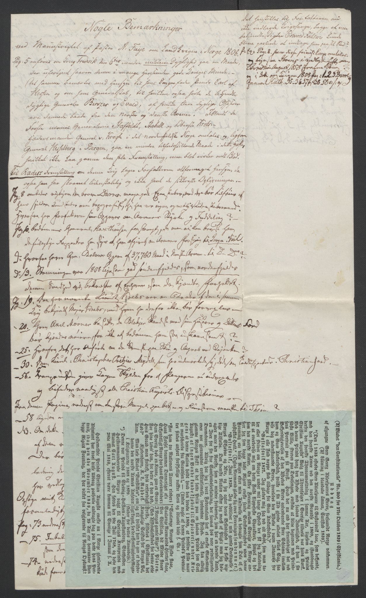 Faye, Andreas, AV/RA-PA-0015/F/Fh/L0033/0003: -- / Angaaende krigen 1808-1809. Fayes manuscript til avhandl. i Nordisk Universitets-Tidsskrift, samt brevveksling og polemikk omkring denne avhandlingen, s. 22