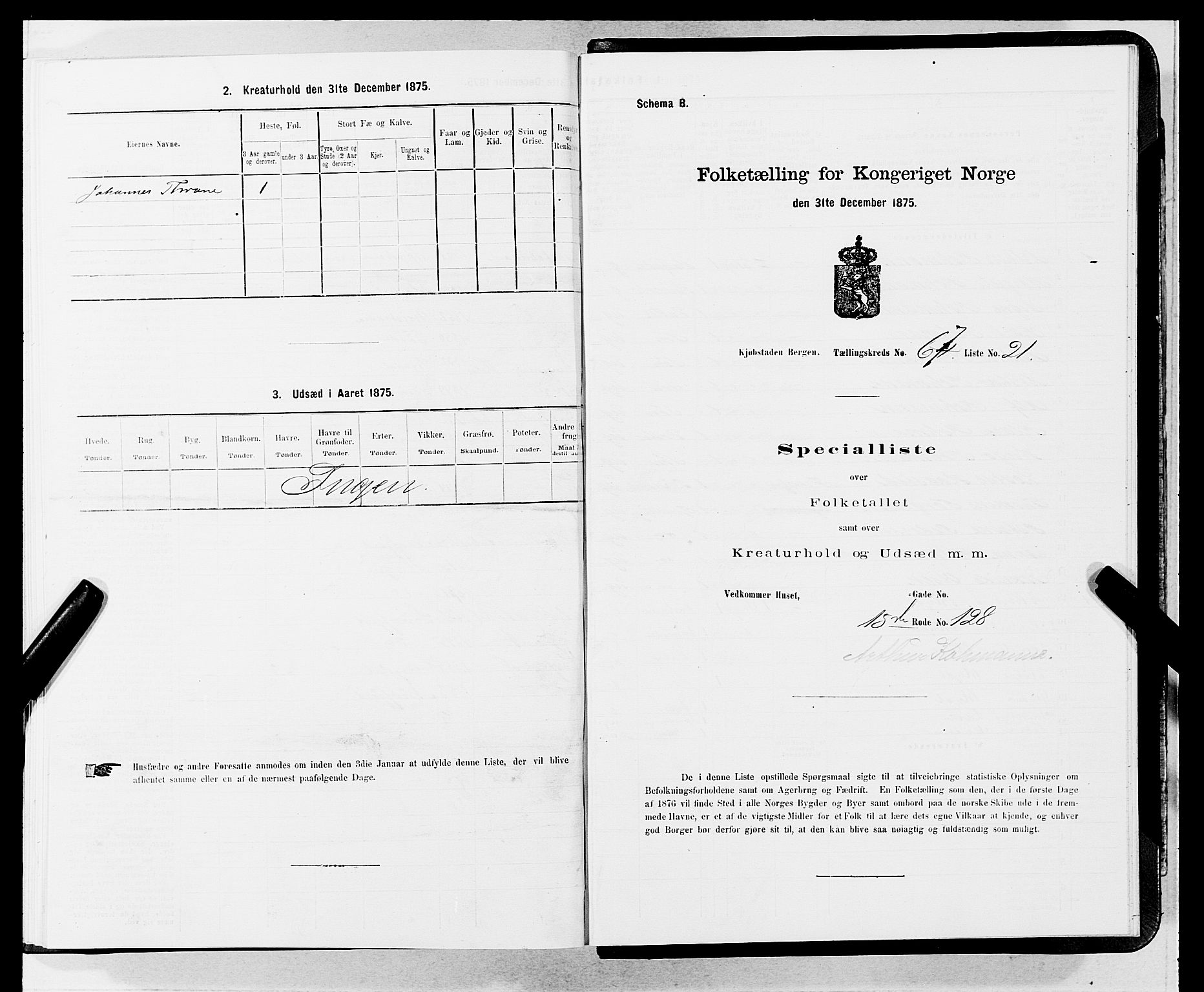 SAB, Folketelling 1875 for 1301 Bergen kjøpstad, 1875, s. 3588