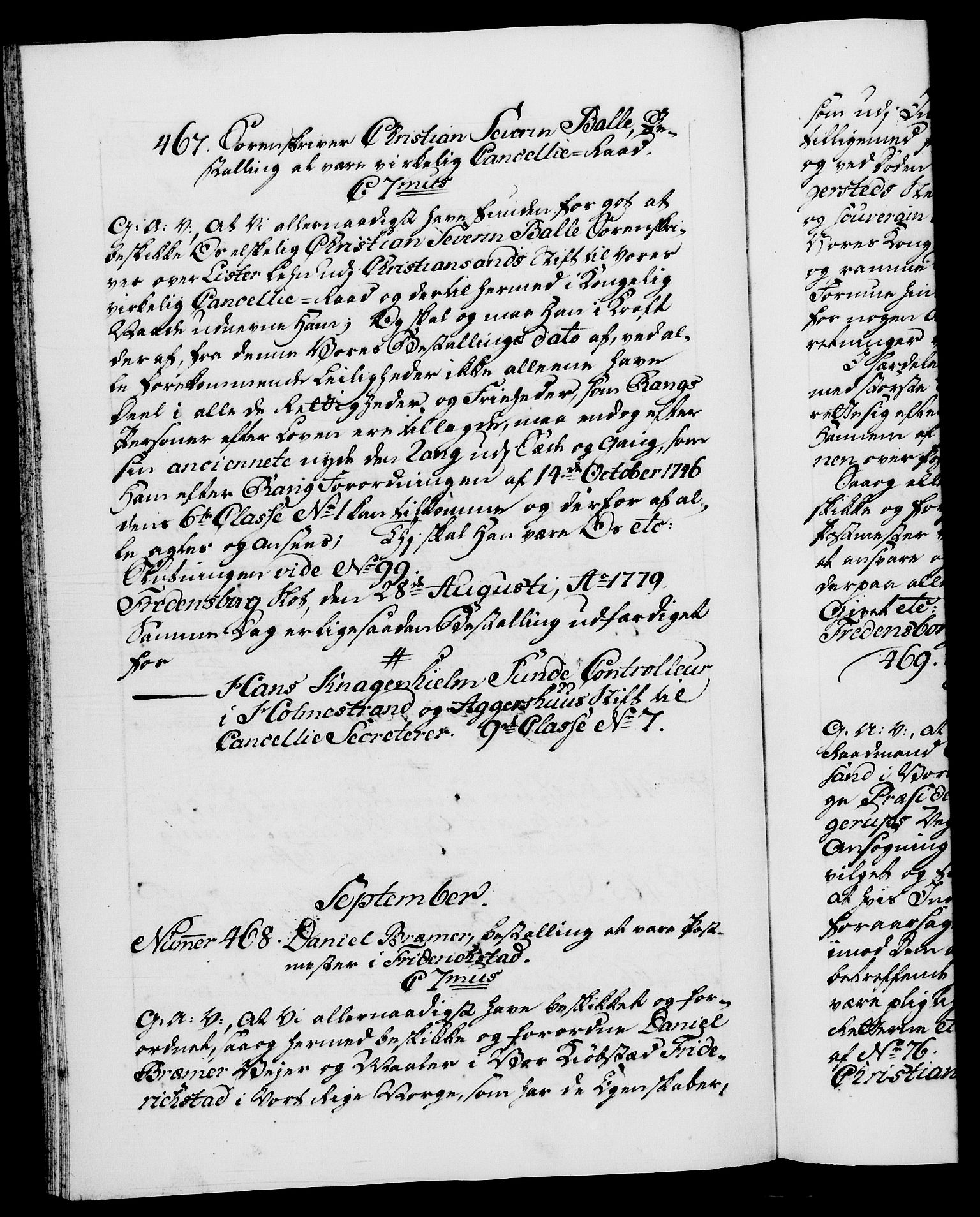 Danske Kanselli 1572-1799, RA/EA-3023/F/Fc/Fca/Fcaa/L0048: Norske registre, 1779-1781, s. 160b