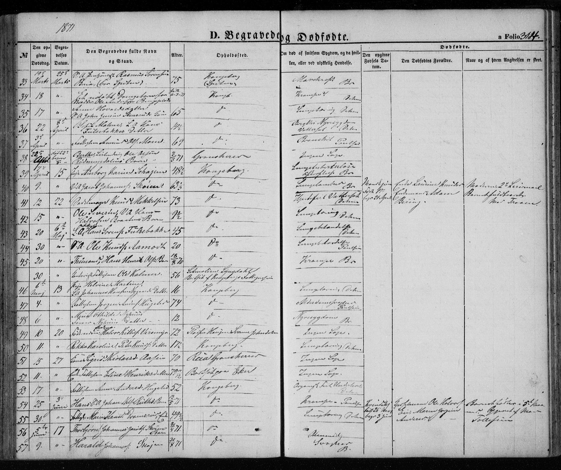 Kongsberg kirkebøker, AV/SAKO-A-22/G/Ga/L0003: Klokkerbok nr. 3, 1859-1875, s. 314