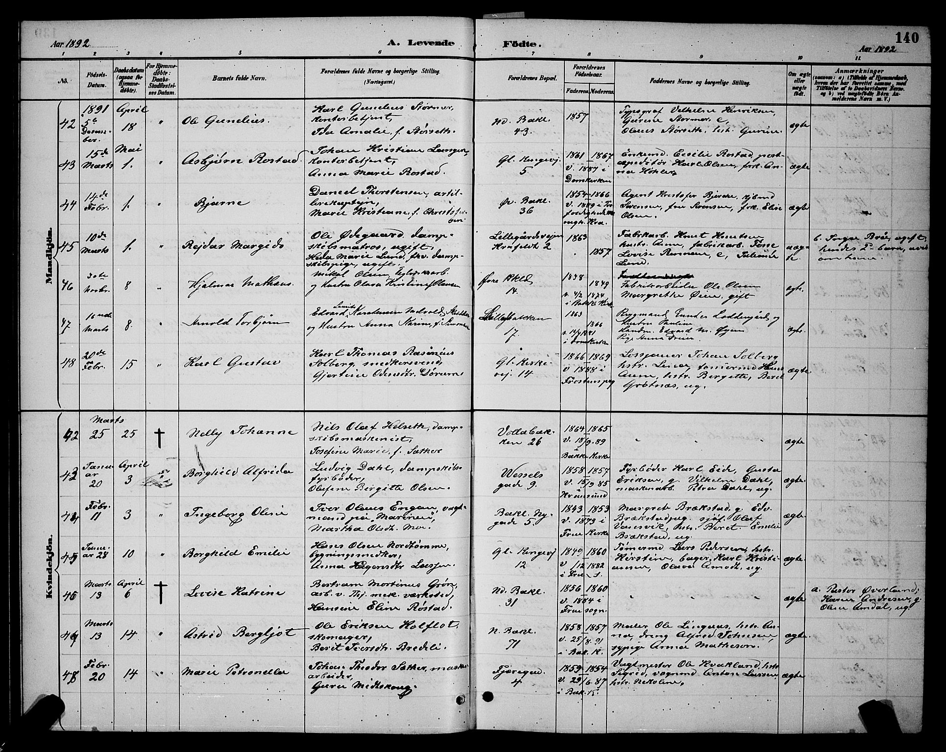 Ministerialprotokoller, klokkerbøker og fødselsregistre - Sør-Trøndelag, SAT/A-1456/604/L0222: Klokkerbok nr. 604C05, 1886-1895, s. 140