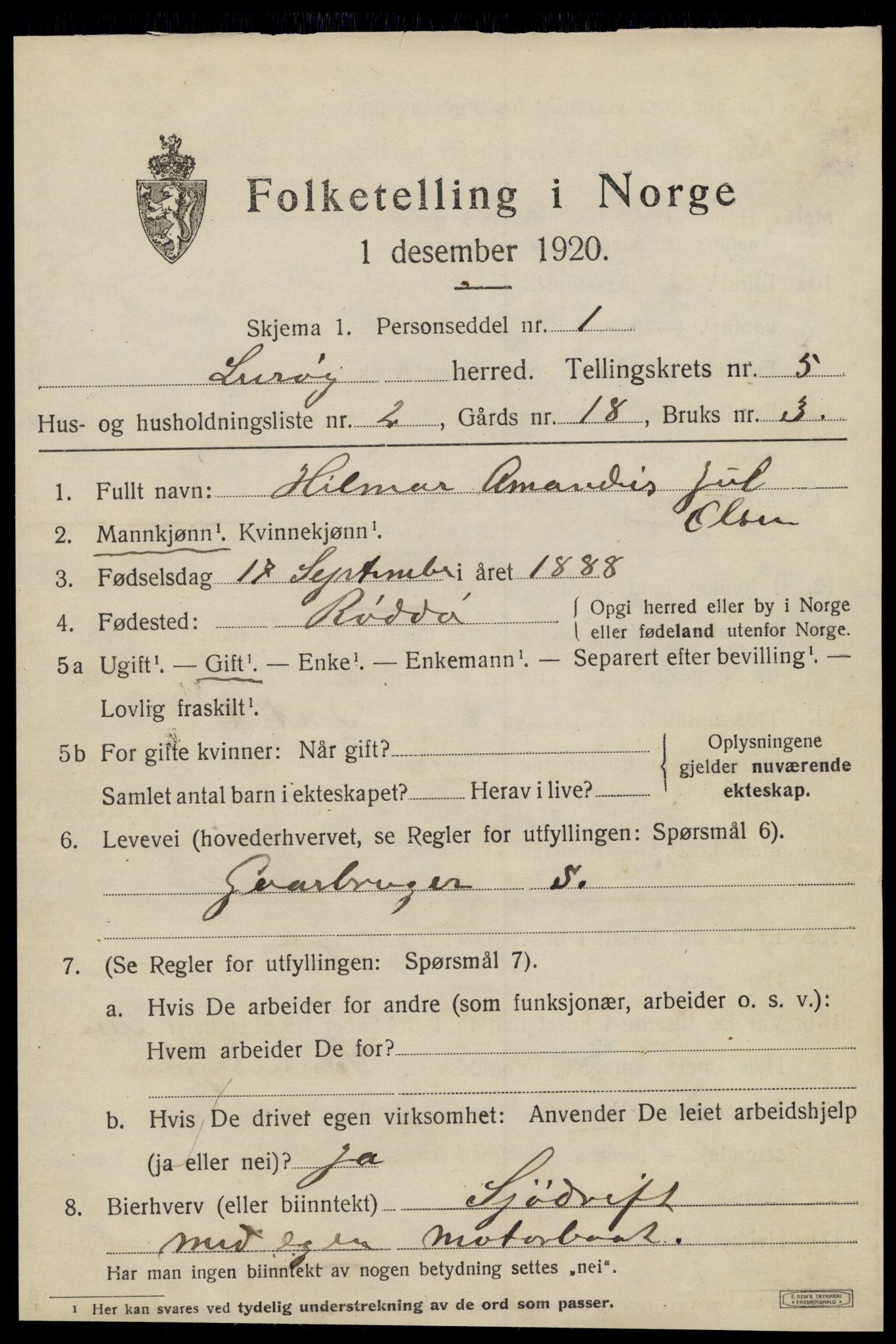 SAT, Folketelling 1920 for 1834 Lurøy herred, 1920, s. 2623