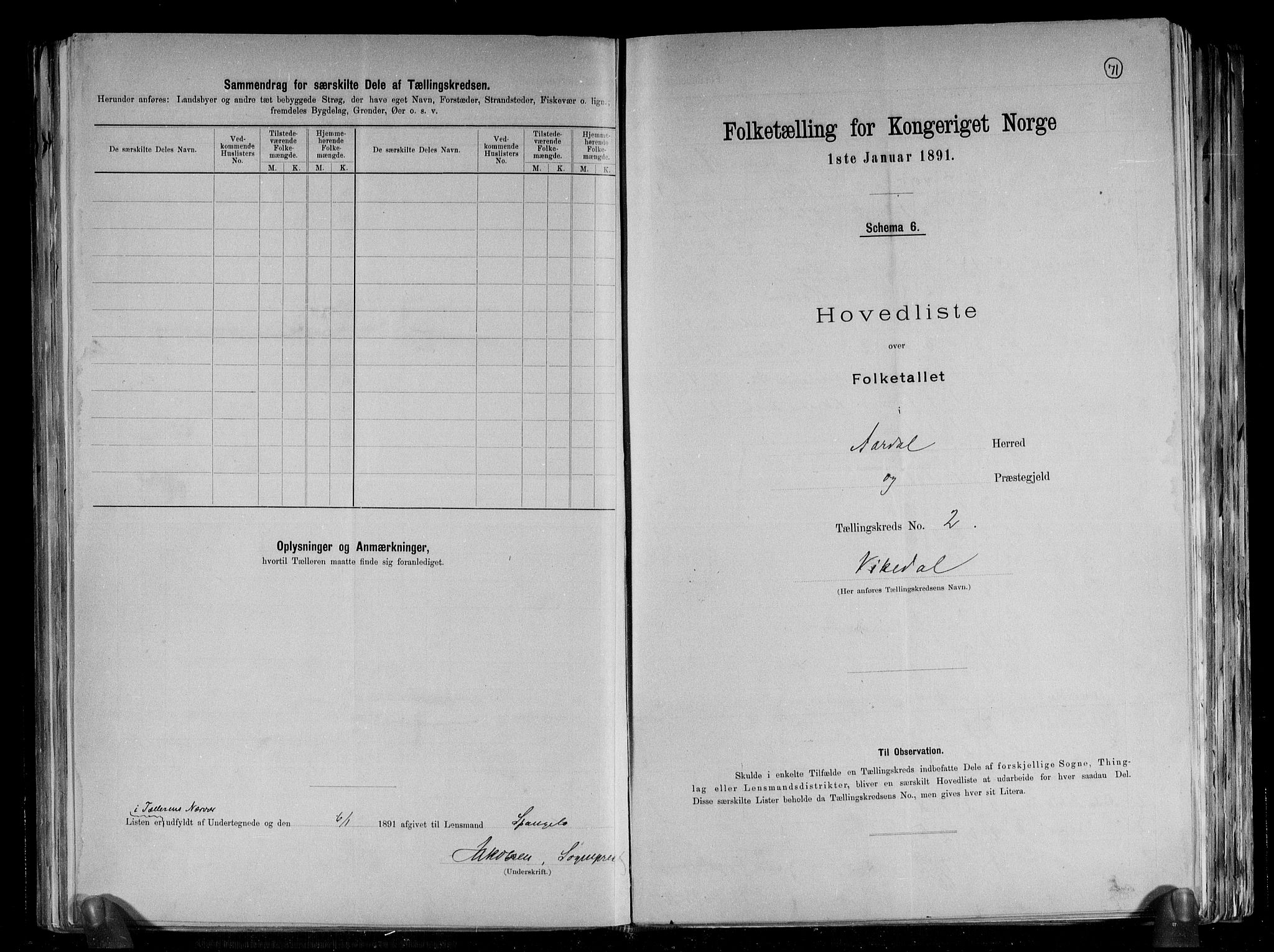 RA, Folketelling 1891 for 1424 Årdal herred, 1891, s. 6