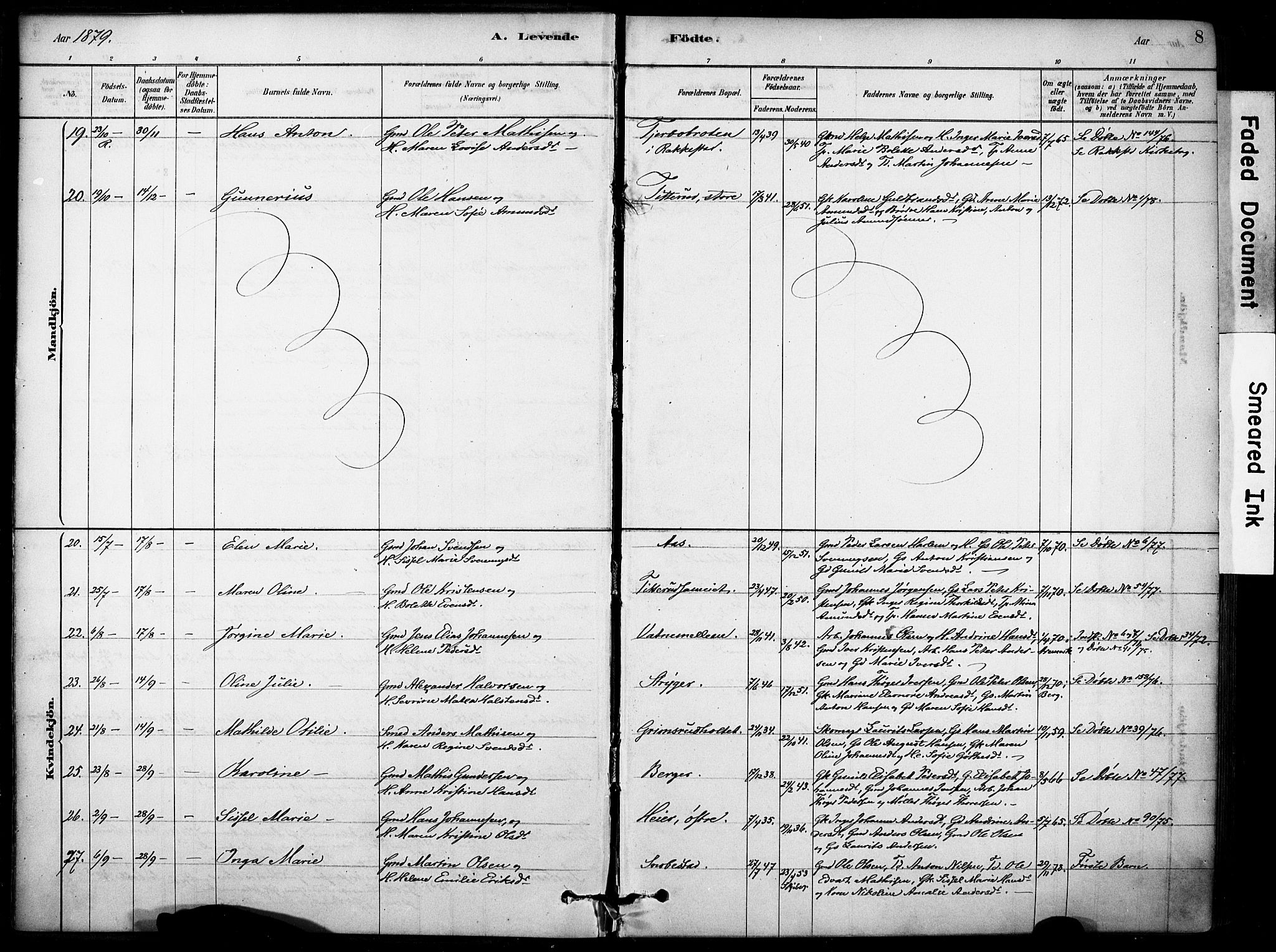 Rakkestad prestekontor Kirkebøker, AV/SAO-A-2008/F/Fb/L0001: Ministerialbok nr. II 1, 1878-1899, s. 8