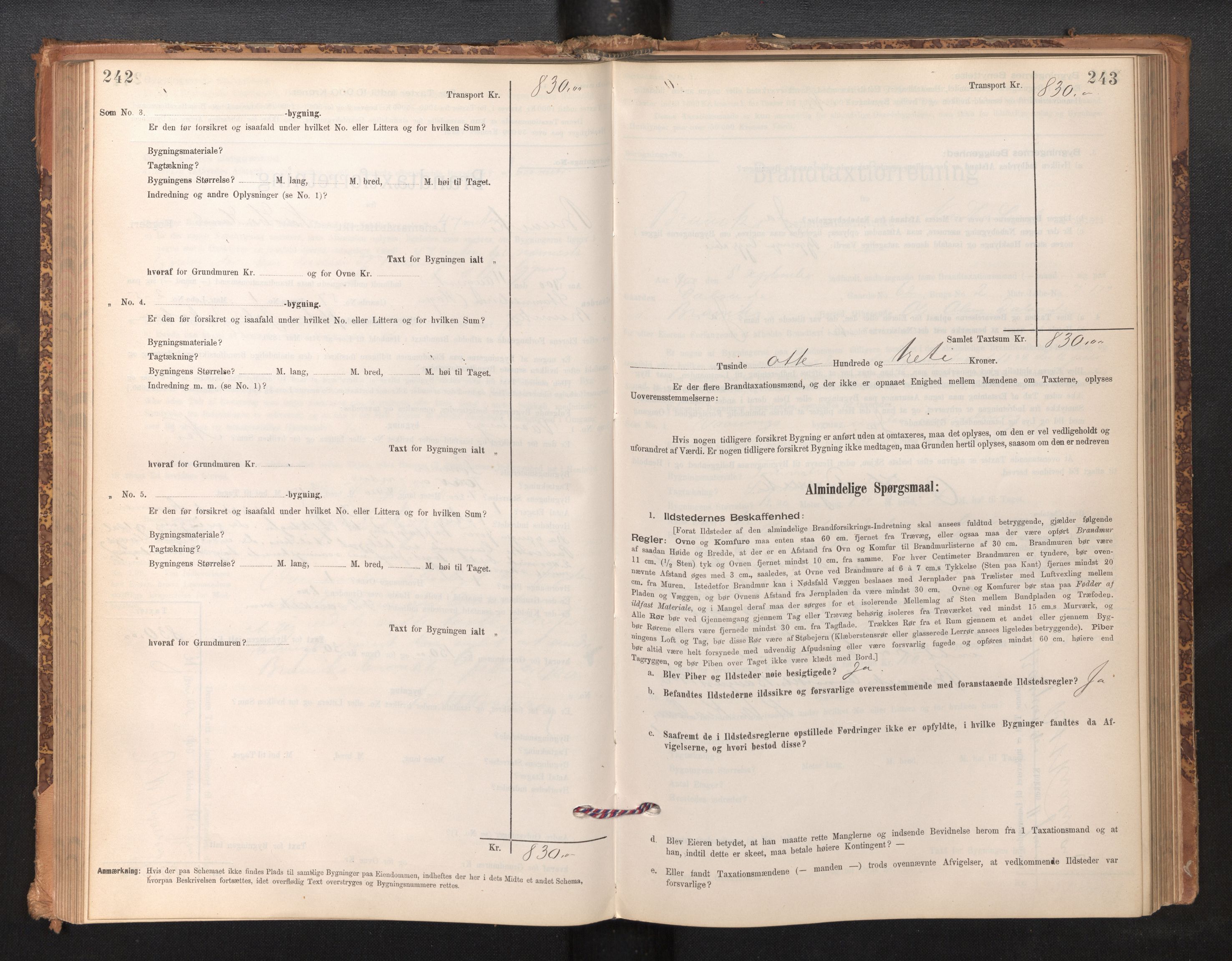 Lensmannen i Bruvik, SAB/A-31301/0012/L0006: Branntakstprotokoll, skjematakst, 1894-1906, s. 242-243