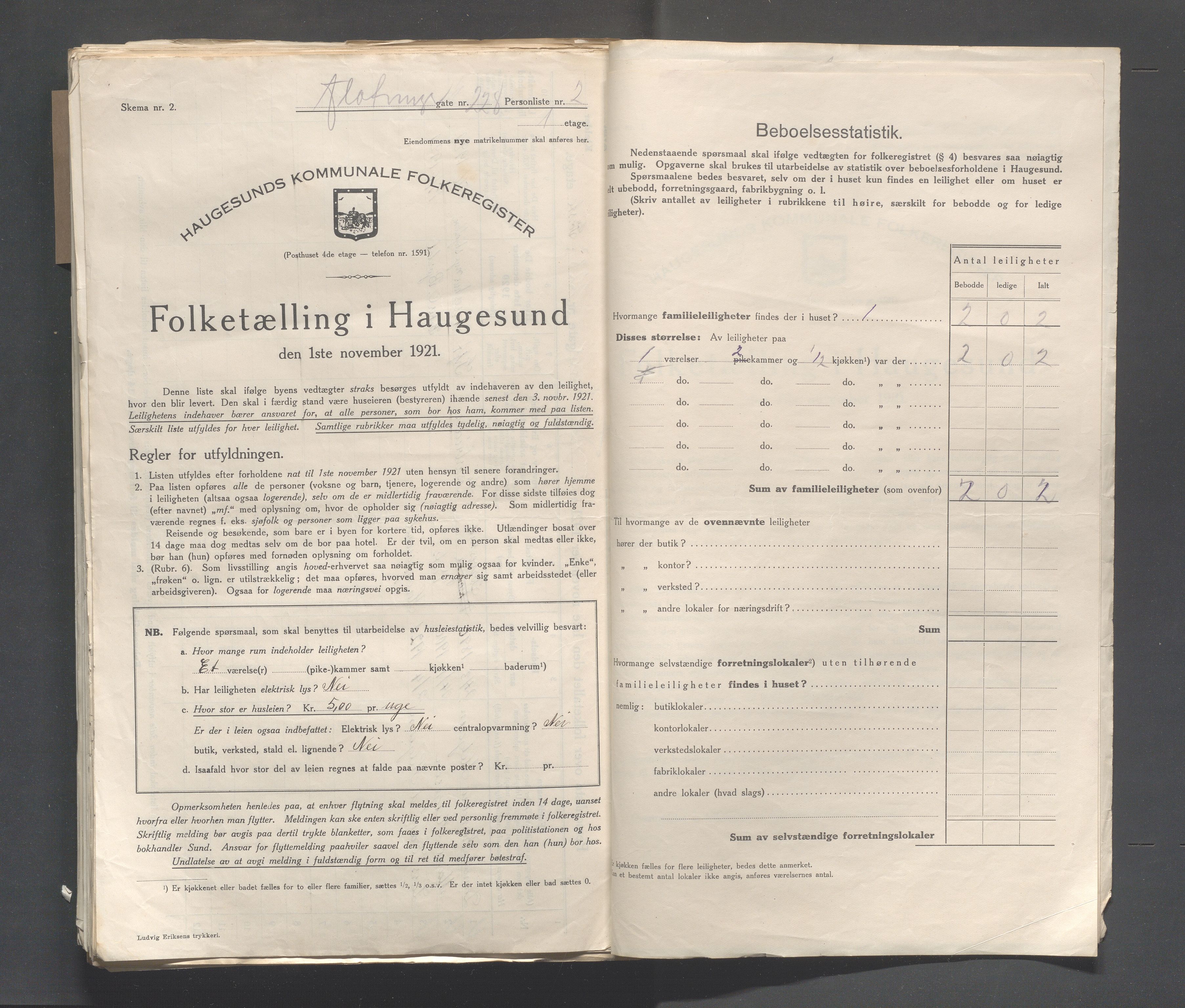 IKAR, Kommunal folketelling 1.11.1921 for Haugesund, 1921, s. 1108