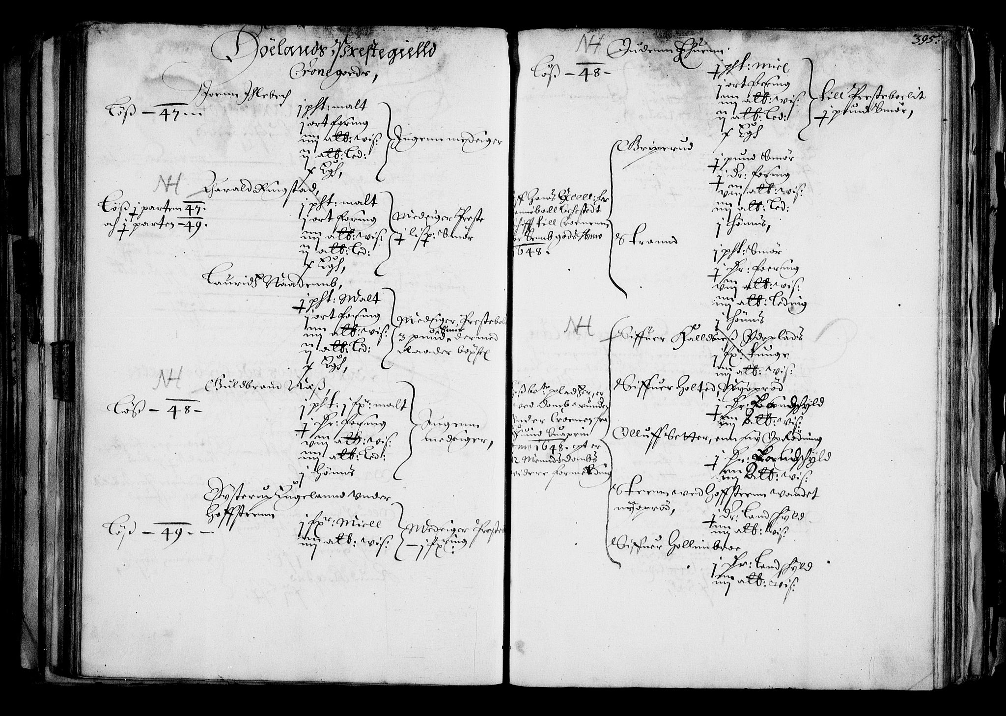 Rentekammeret inntil 1814, Realistisk ordnet avdeling, AV/RA-EA-4070/N/Na/L0001: [XI f]: Akershus stifts jordebok, 1652, s. 394b-395a