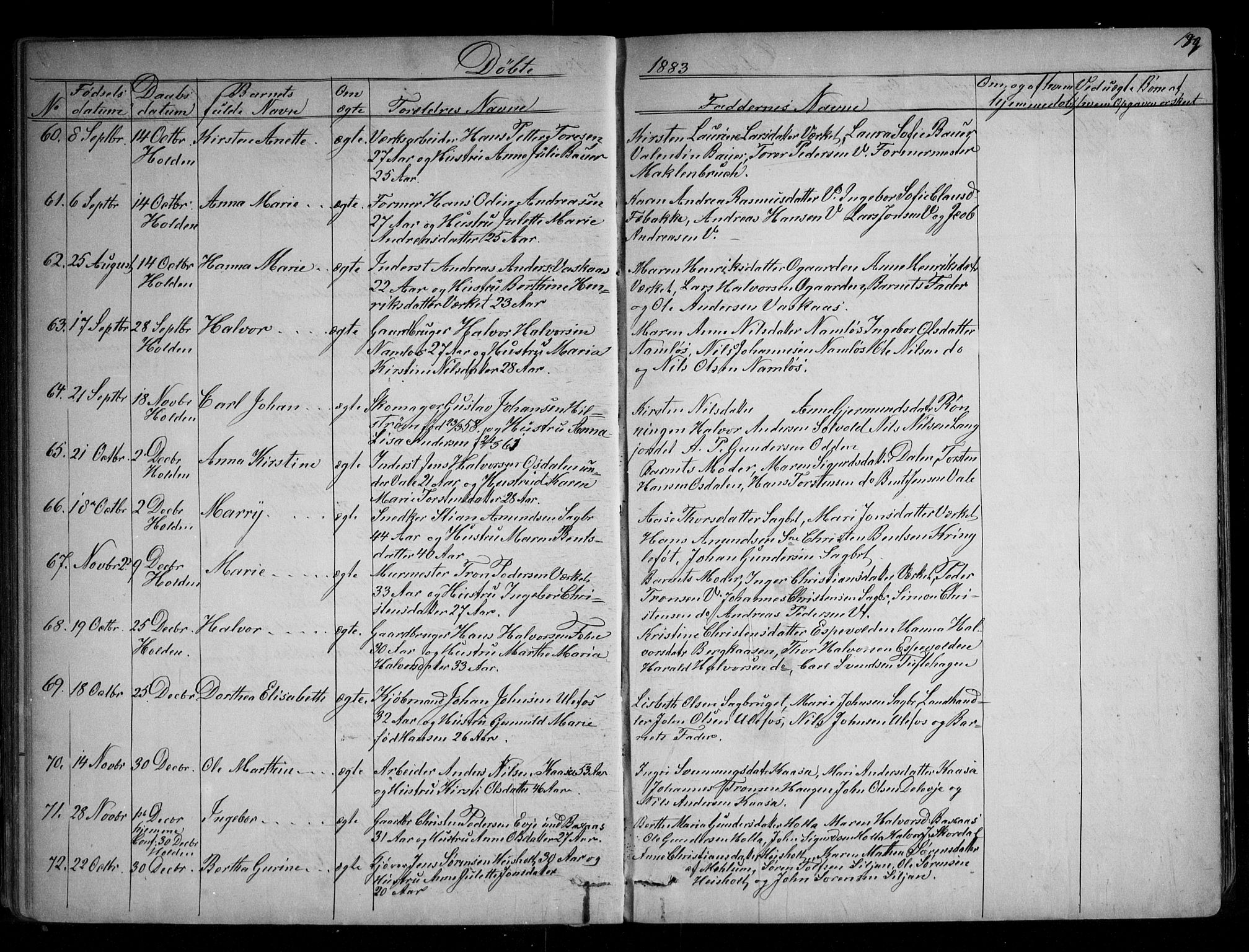 Holla kirkebøker, AV/SAKO-A-272/G/Ga/L0004: Klokkerbok nr. I 4, 1867-1890, s. 139