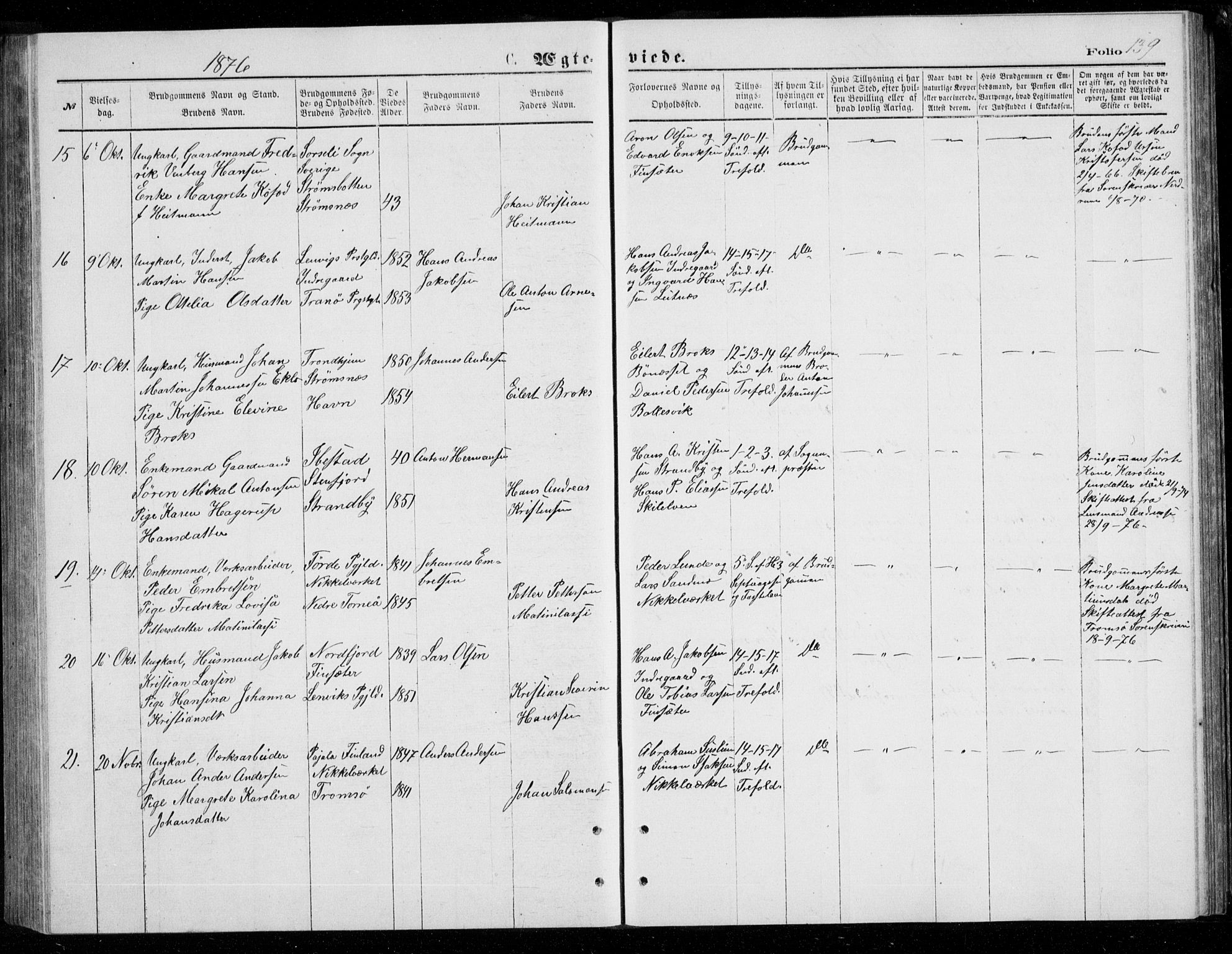 Berg sokneprestkontor, AV/SATØ-S-1318/G/Ga/Gab/L0003klokker: Klokkerbok nr. 3, 1874-1886, s. 139