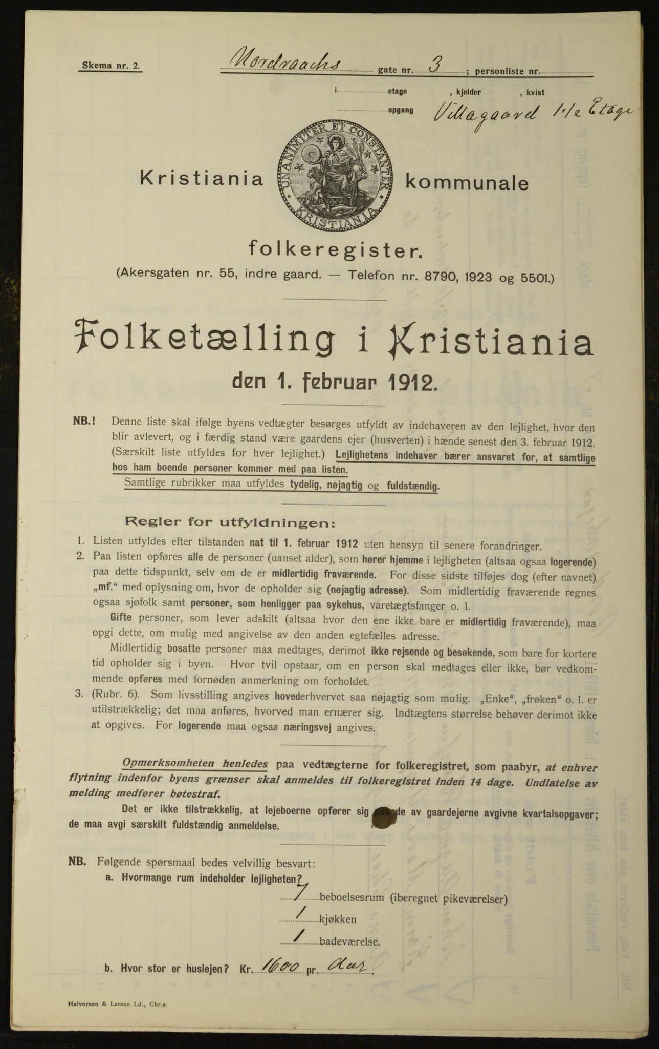 OBA, Kommunal folketelling 1.2.1912 for Kristiania, 1912, s. 74004