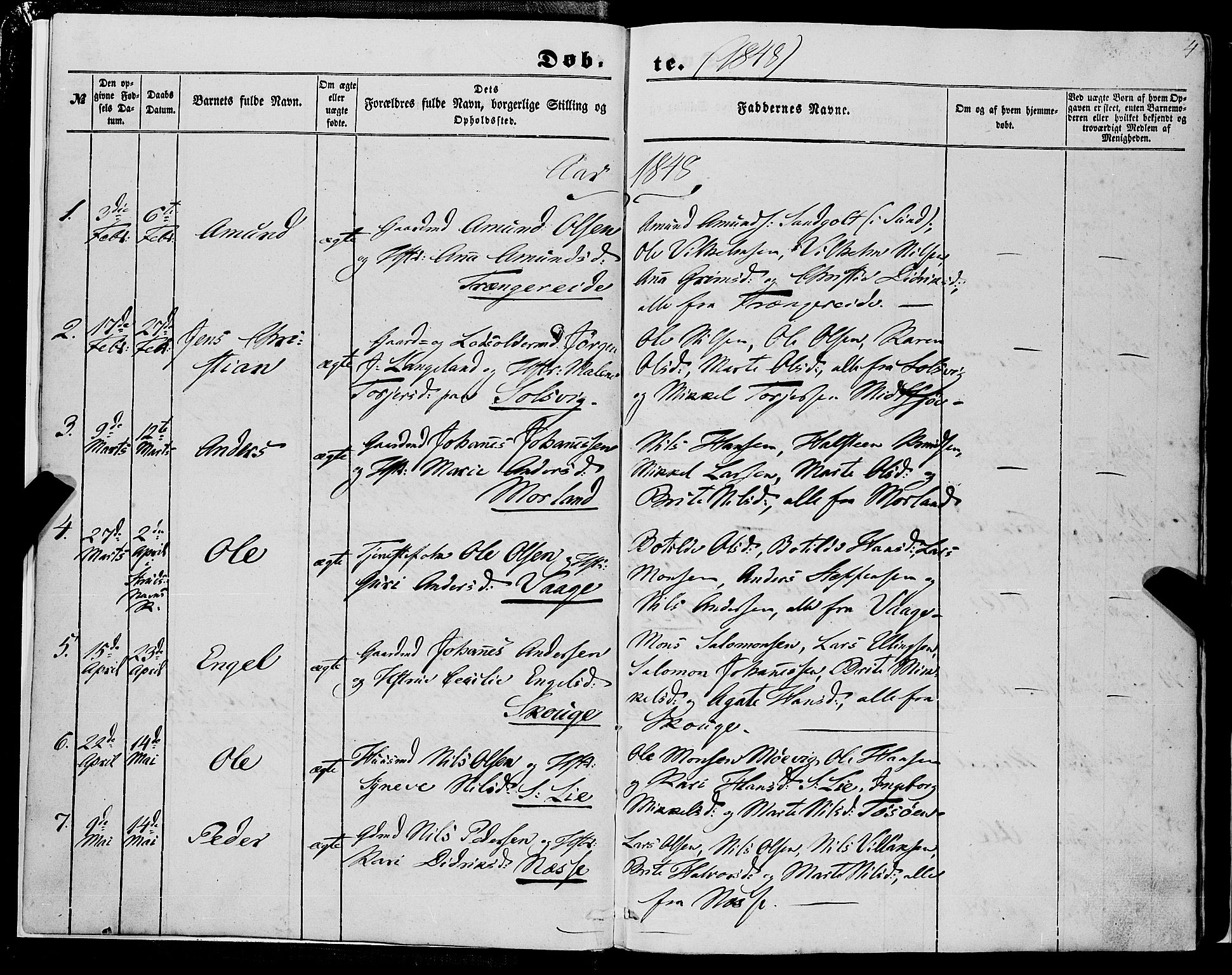 Fjell sokneprestembete, AV/SAB-A-75301/H/Haa: Ministerialbok nr. A 2, 1847-1864, s. 4