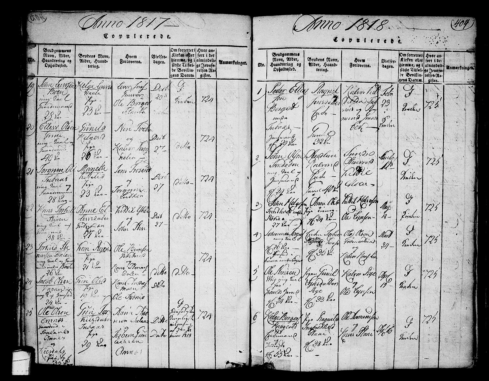 Heddal kirkebøker, AV/SAKO-A-268/F/Fa/L0005: Ministerialbok nr. I 5, 1814-1837, s. 403-404