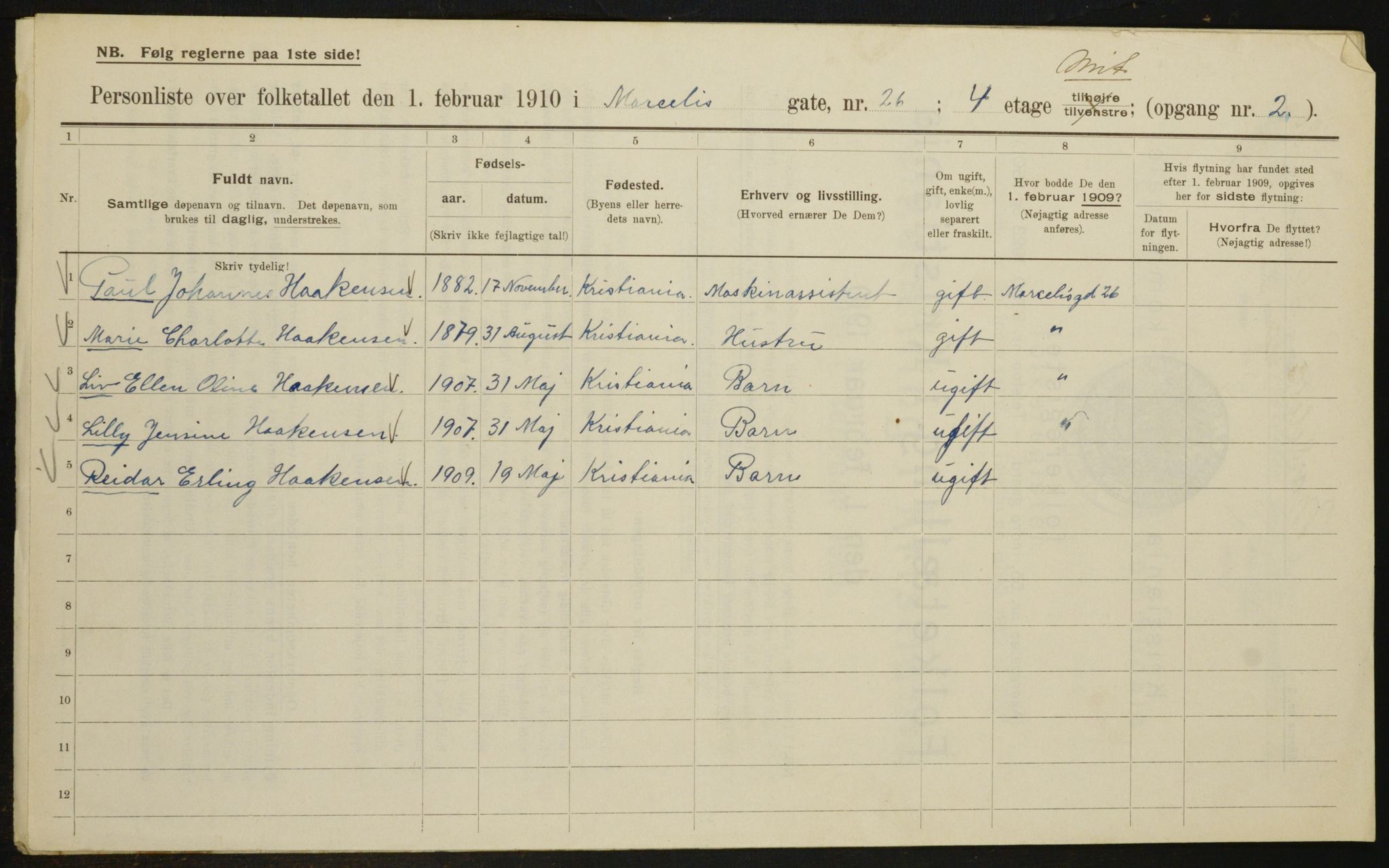 OBA, Kommunal folketelling 1.2.1910 for Kristiania, 1910, s. 62331