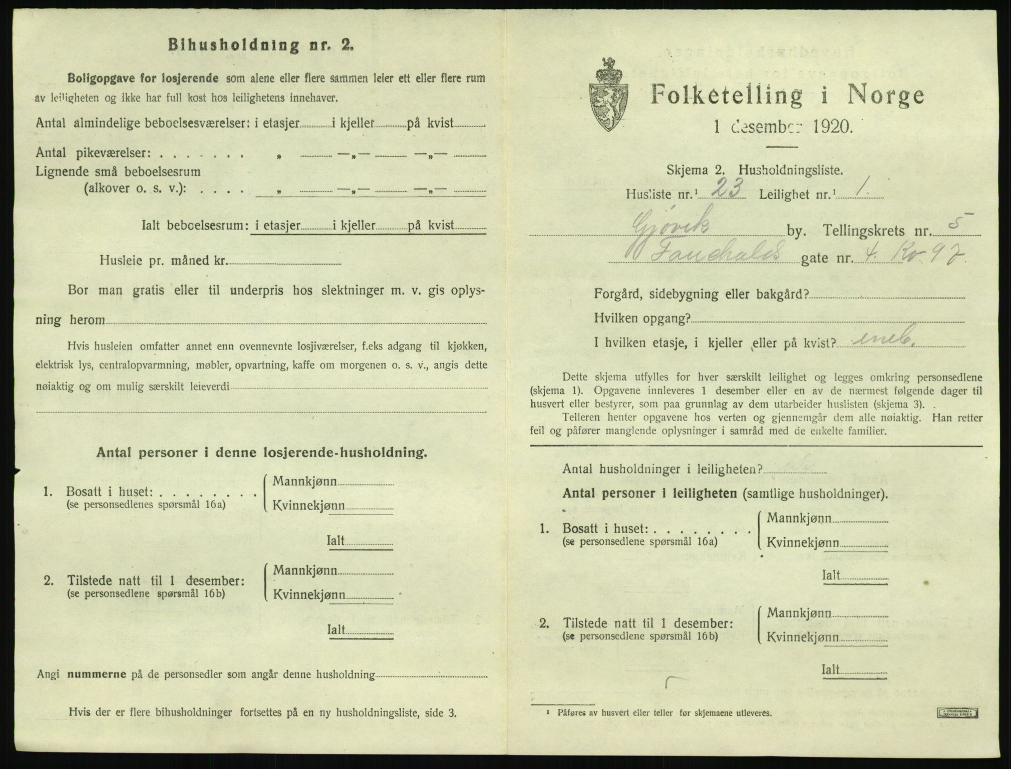 SAH, Folketelling 1920 for 0502 Gjøvik kjøpstad, 1920, s. 2310