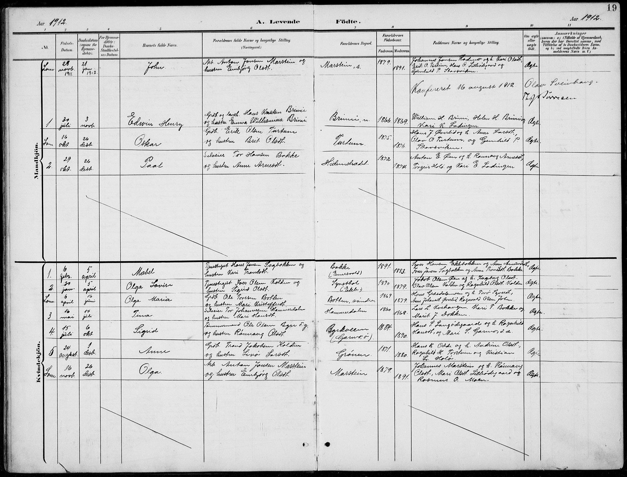 Lom prestekontor, AV/SAH-PREST-070/L/L0006: Klokkerbok nr. 6, 1901-1939, s. 19
