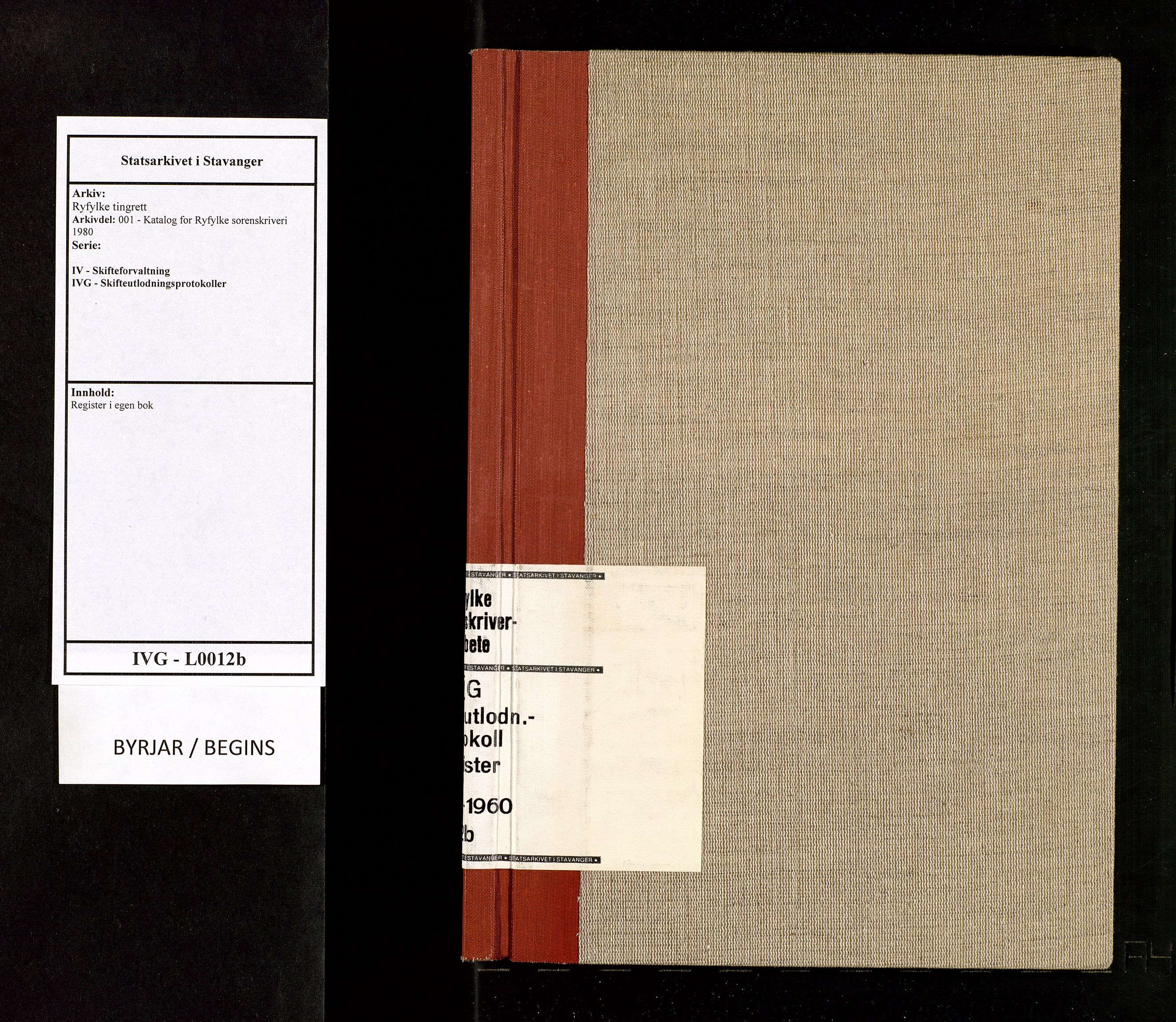 Ryfylke tingrett, AV/SAST-A-100055/001/IV/IVG/L0012b: Register i egen bok, s. 1
