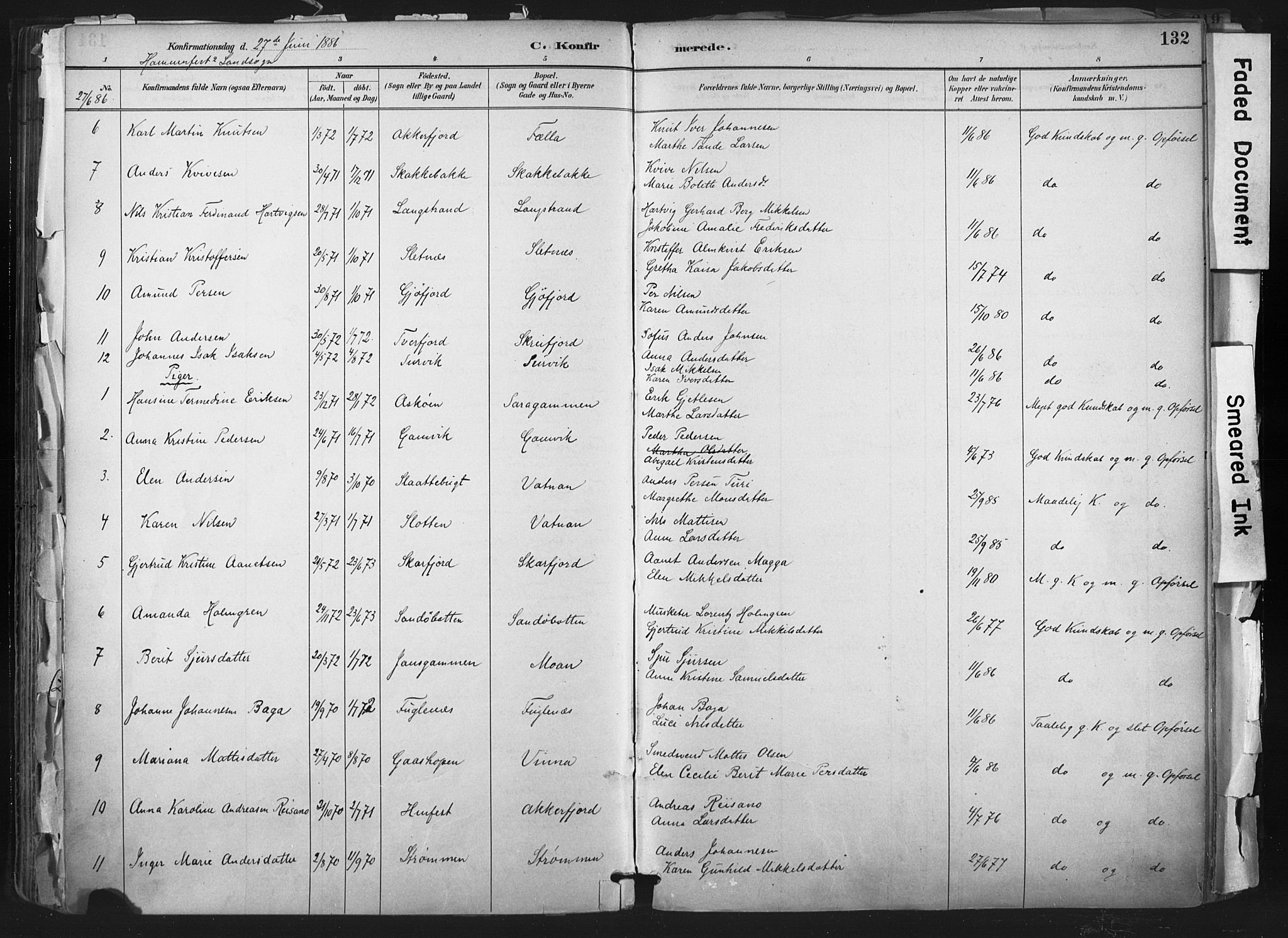 Hammerfest sokneprestkontor, SATØ/S-1347: Ministerialbok nr. 11 /1, 1885-1897, s. 132