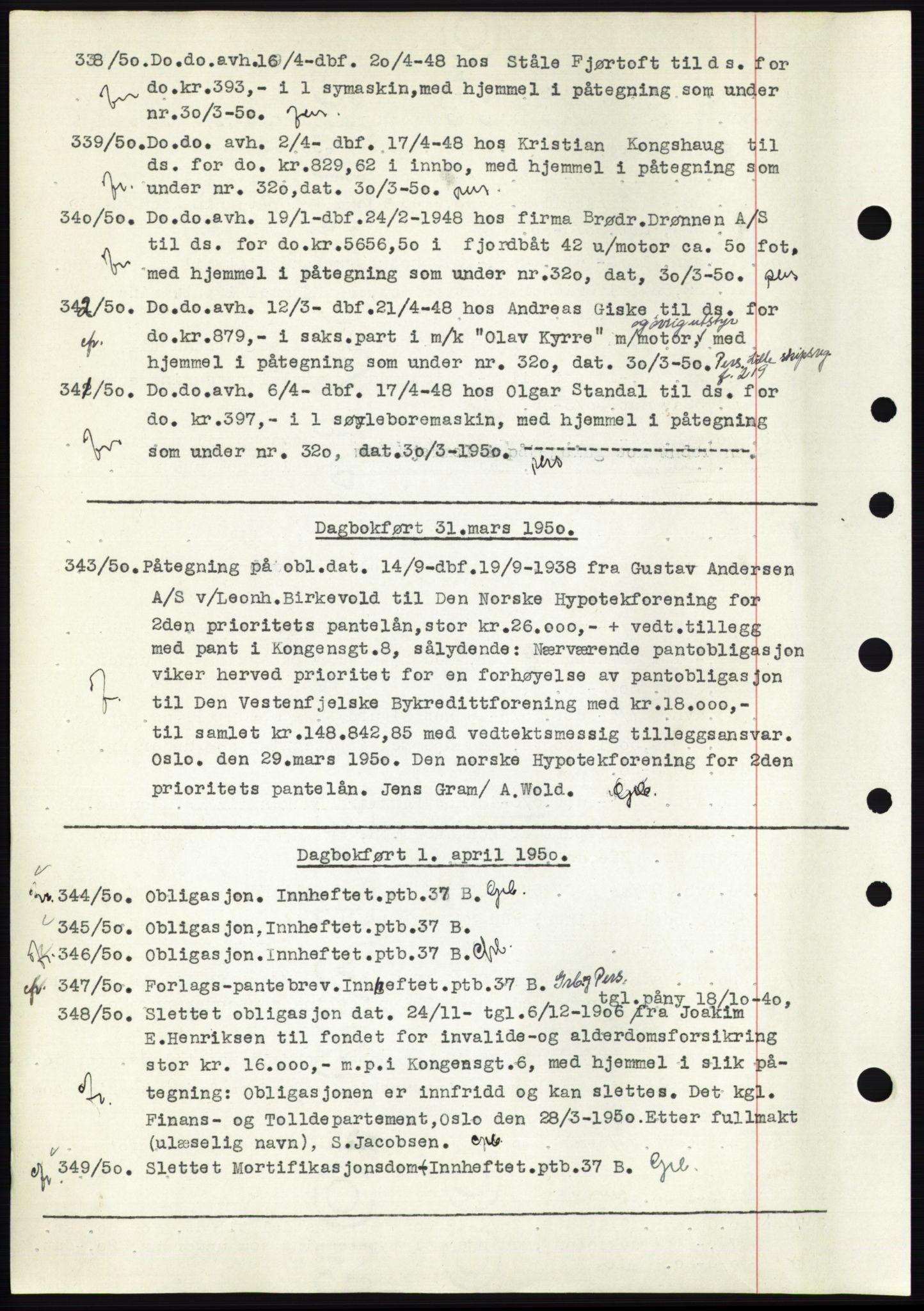 Ålesund byfogd, AV/SAT-A-4384: Pantebok nr. C34-35, 1946-1950, Dagboknr: 338/1950