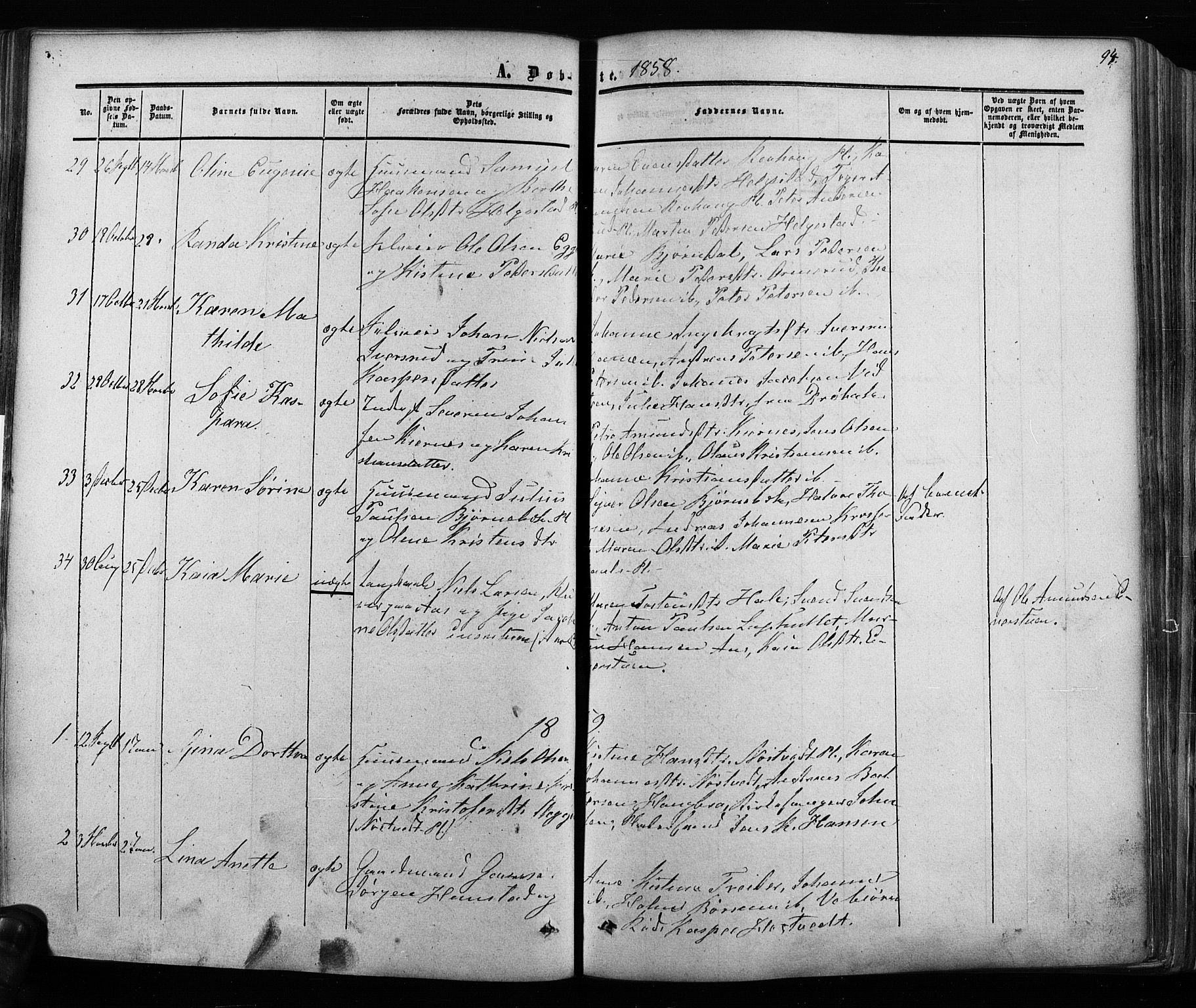 Ås prestekontor Kirkebøker, AV/SAO-A-10894/F/Fa/L0007: Ministerialbok nr. I 7, 1854-1870, s. 94