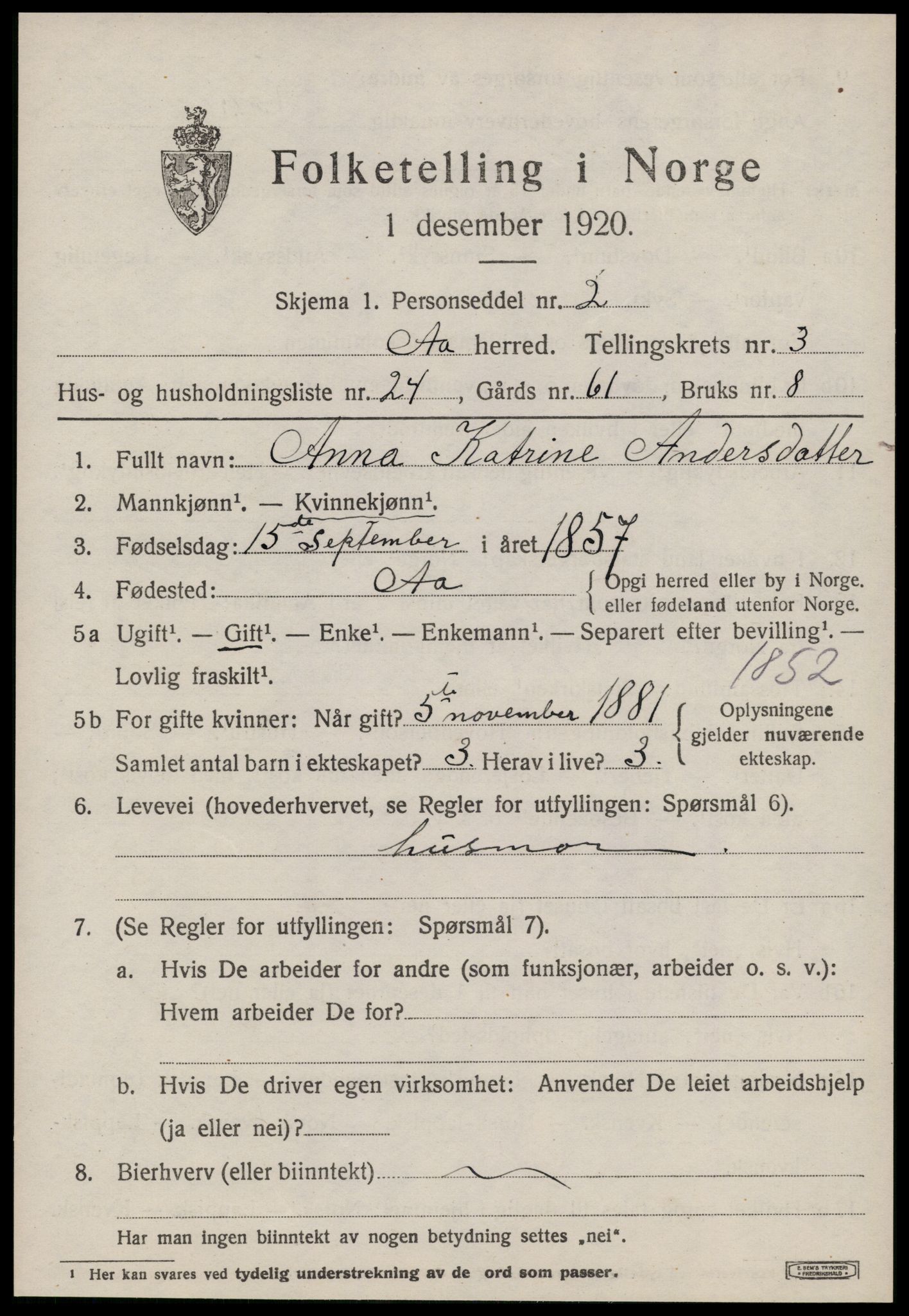 SAT, Folketelling 1920 for 1630 Å herred, 1920, s. 2064