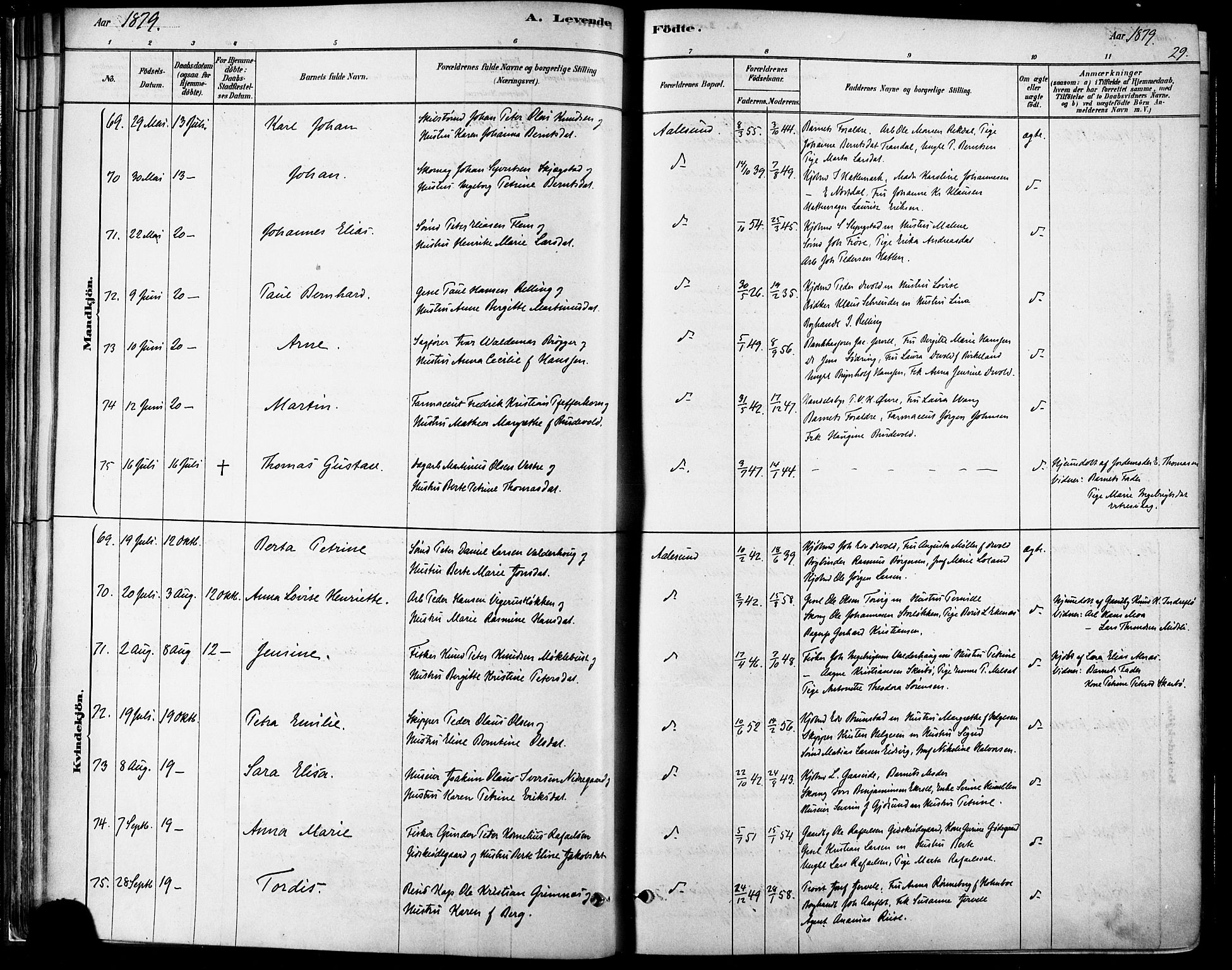 Ministerialprotokoller, klokkerbøker og fødselsregistre - Møre og Romsdal, SAT/A-1454/529/L0454: Ministerialbok nr. 529A04, 1878-1885, s. 29