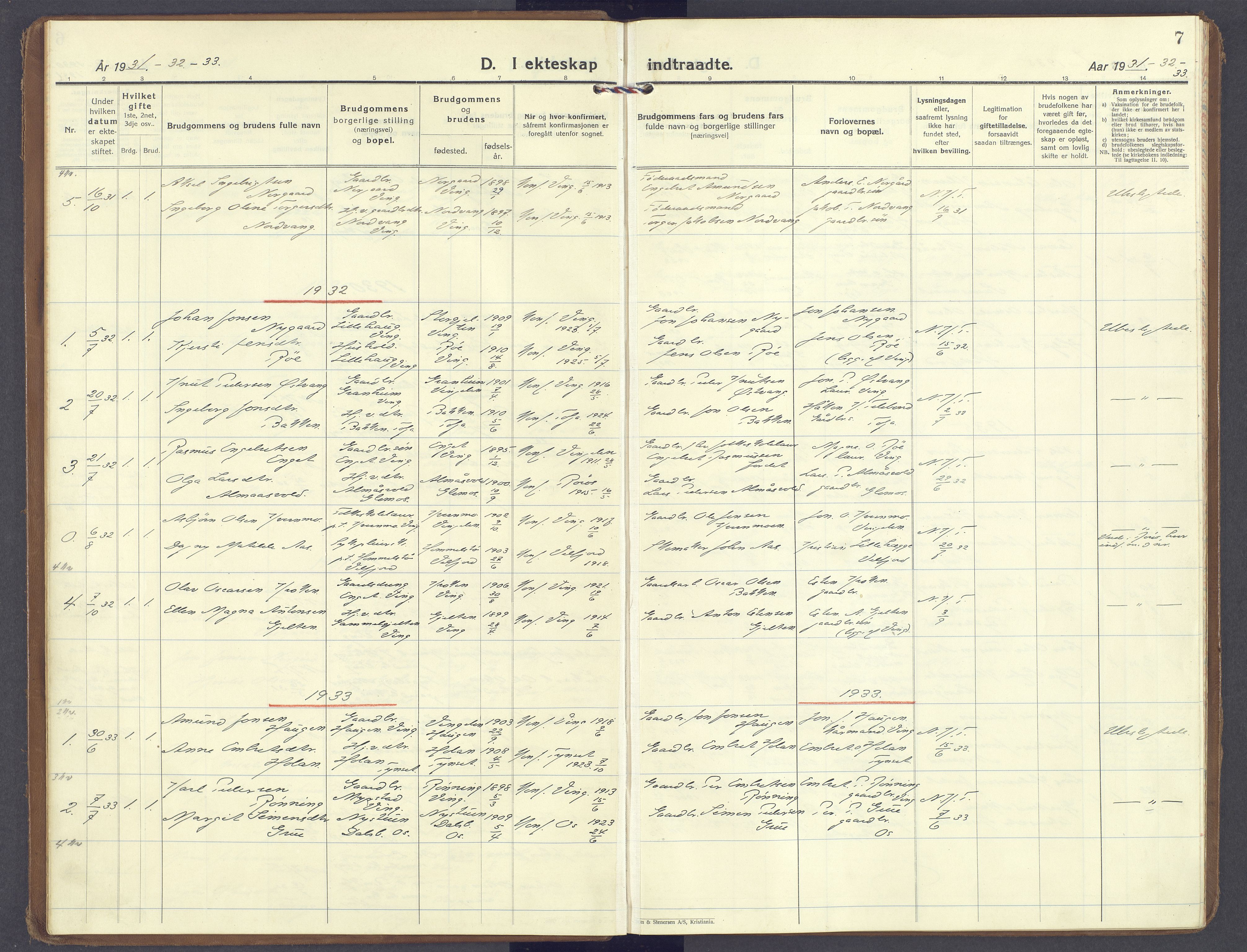 Tolga prestekontor, AV/SAH-PREST-062/K/L0020: Ministerialbok nr. 20, 1925-2004, s. 7