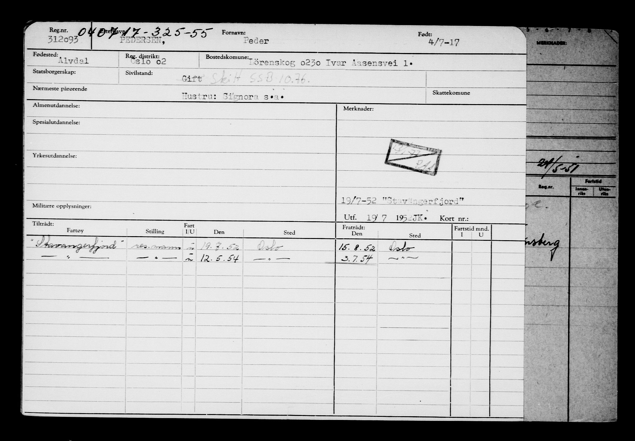 Direktoratet for sjømenn, AV/RA-S-3545/G/Gb/L0150: Hovedkort, 1917, s. 85