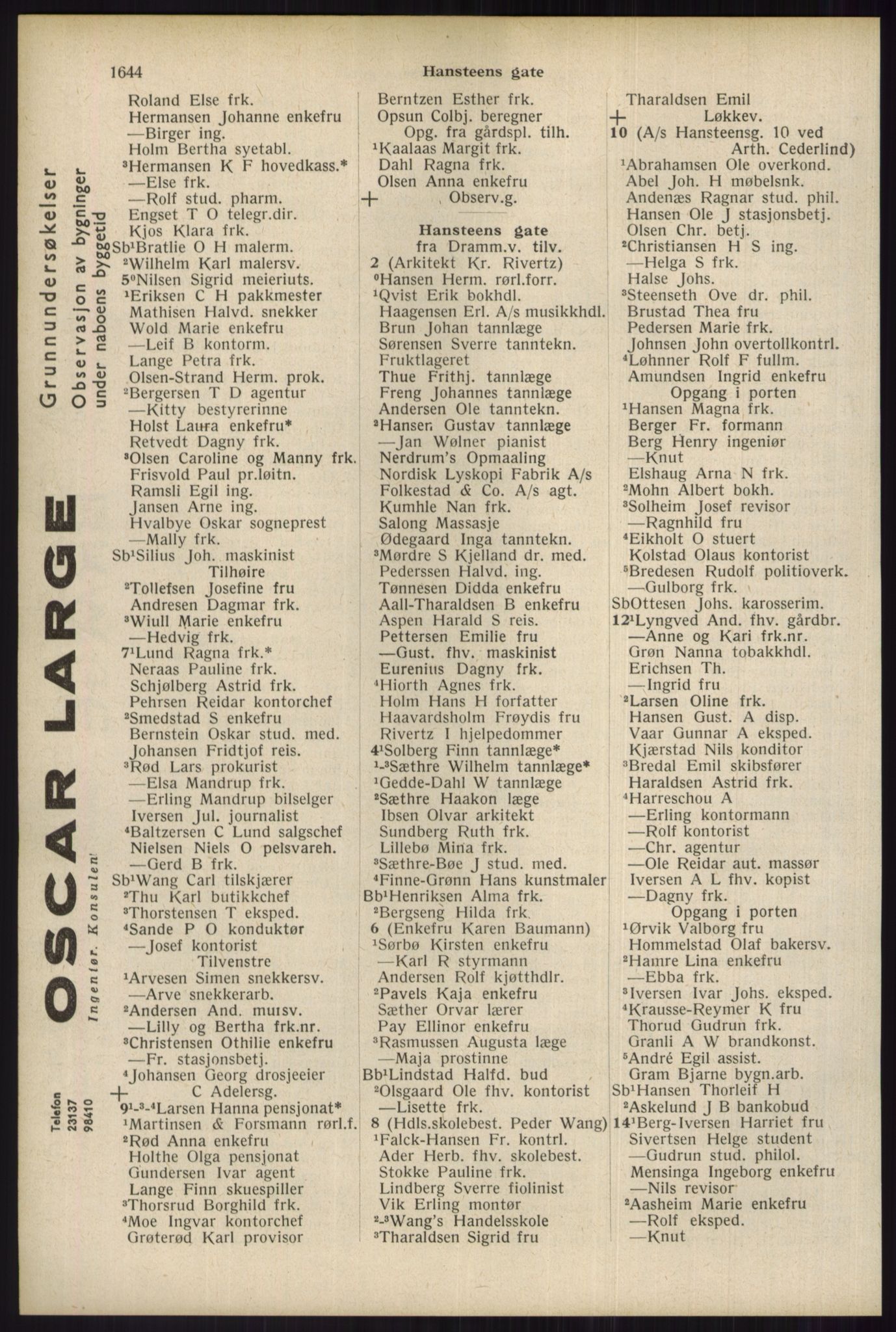 Kristiania/Oslo adressebok, PUBL/-, 1934, s. 1644