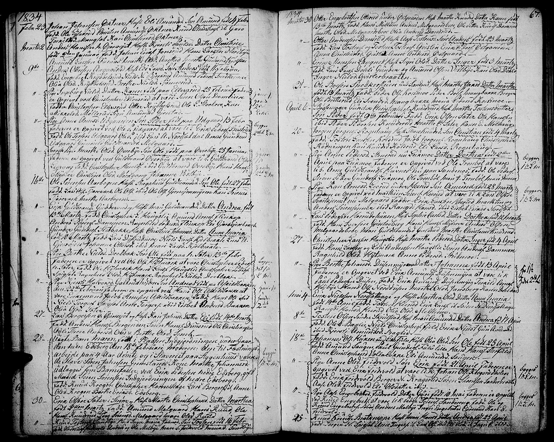 Strøm-Odalen prestekontor, AV/SAH-PREST-028/H/Ha/Haa/L0005: Ministerialbok nr. 5, 1811-1850, s. 67